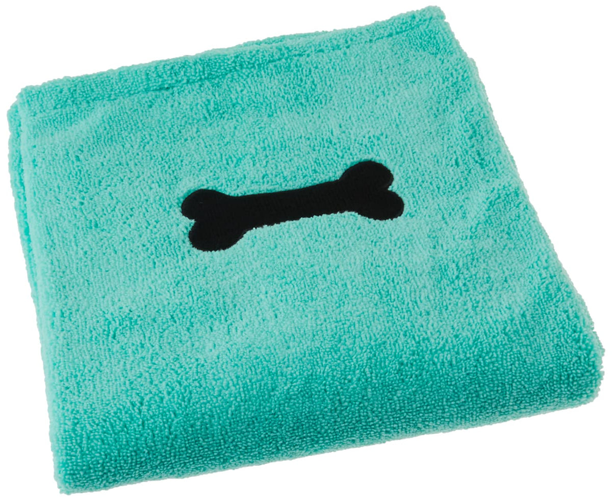 Bone Dry Pet Grooming Towel Collection Absorbent Microfiber X-Large, 41X23.5', Embroidered Green