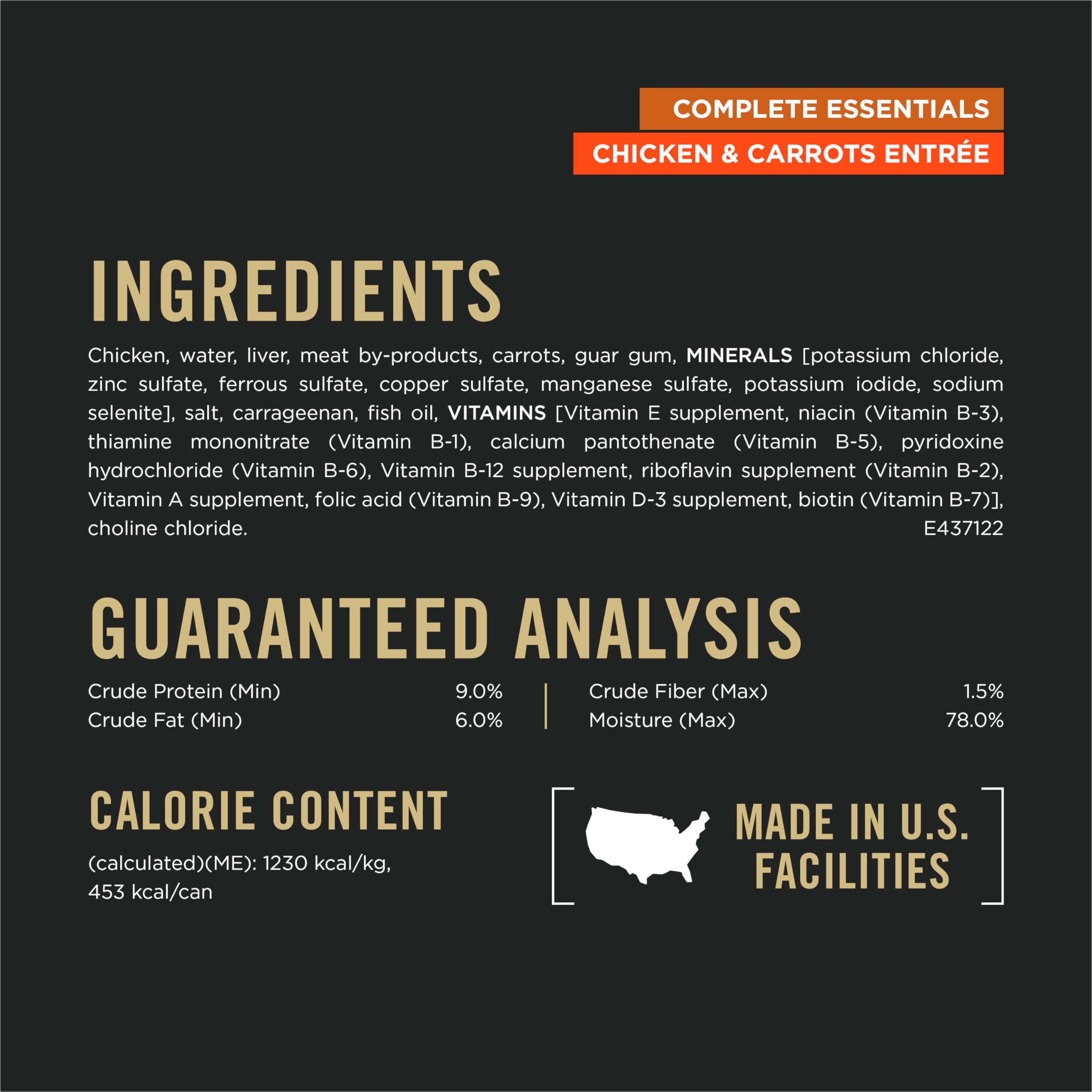 Purina Pro Plan Grain Free Complete Essentials Classic Pate Dog Food, Chicken and Carrots Entr  e - (Pack of 12) 13 oz. Cans