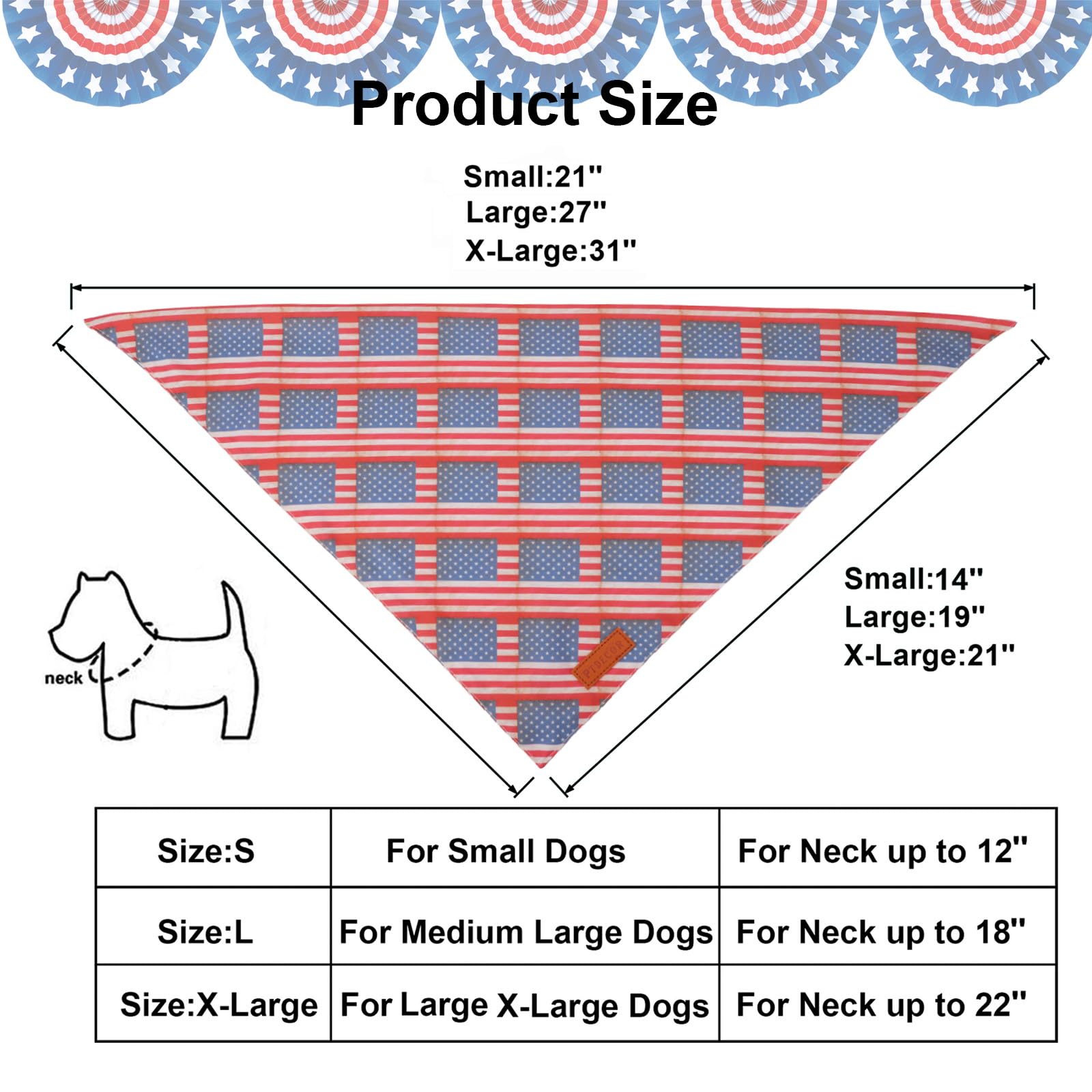 Ptdecor American Flag Dog Bandana Flag Stars Patterns, Patriotic Pet Scarf Reversible Triangle 4Th Of July Bandanas For Small Do