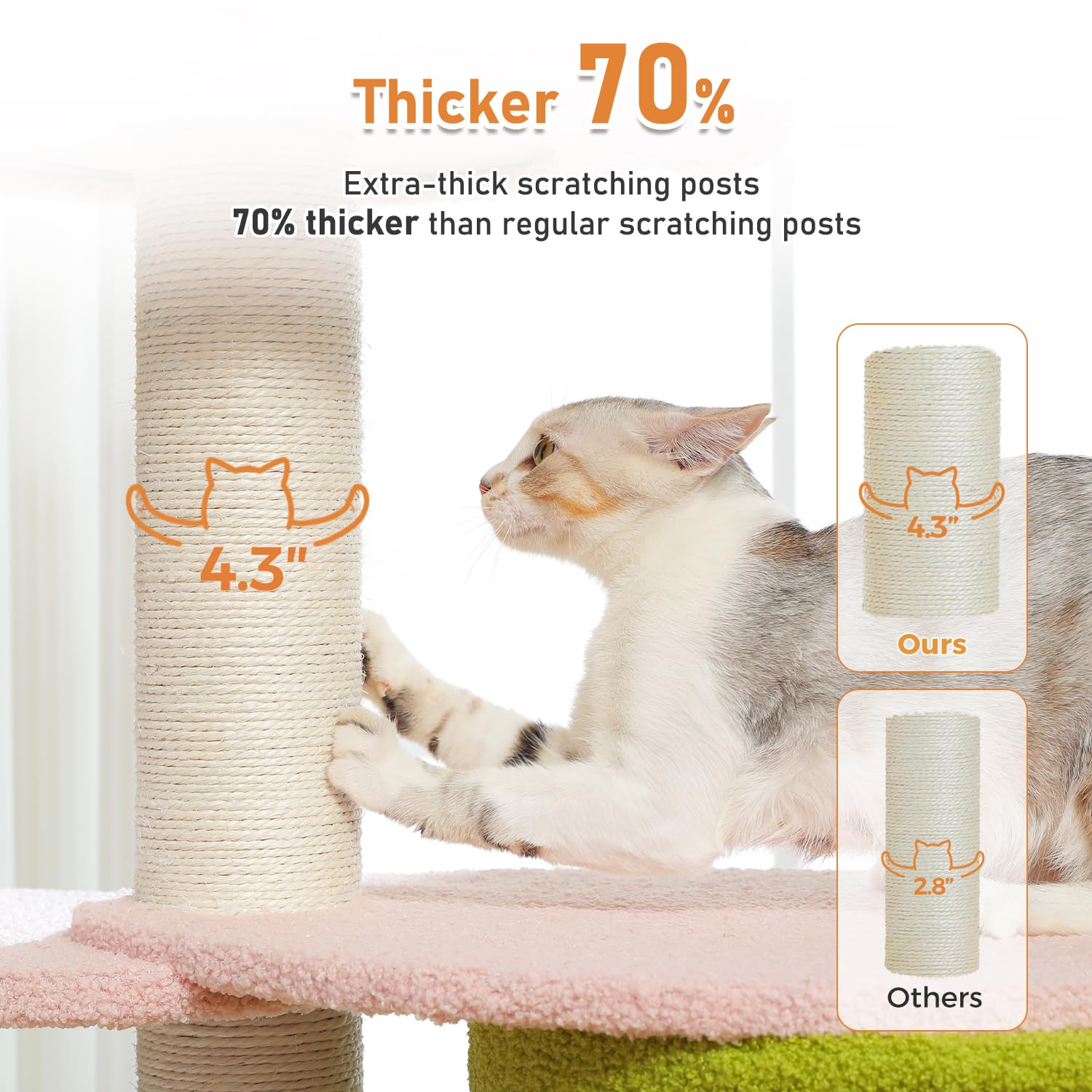 Muttros 50'' Pink Flower Cat Tree For Large Heavy Cats, Maine Coon Cat Tower With Extra Thick Scratching Posts (F4.3In), Spaciou