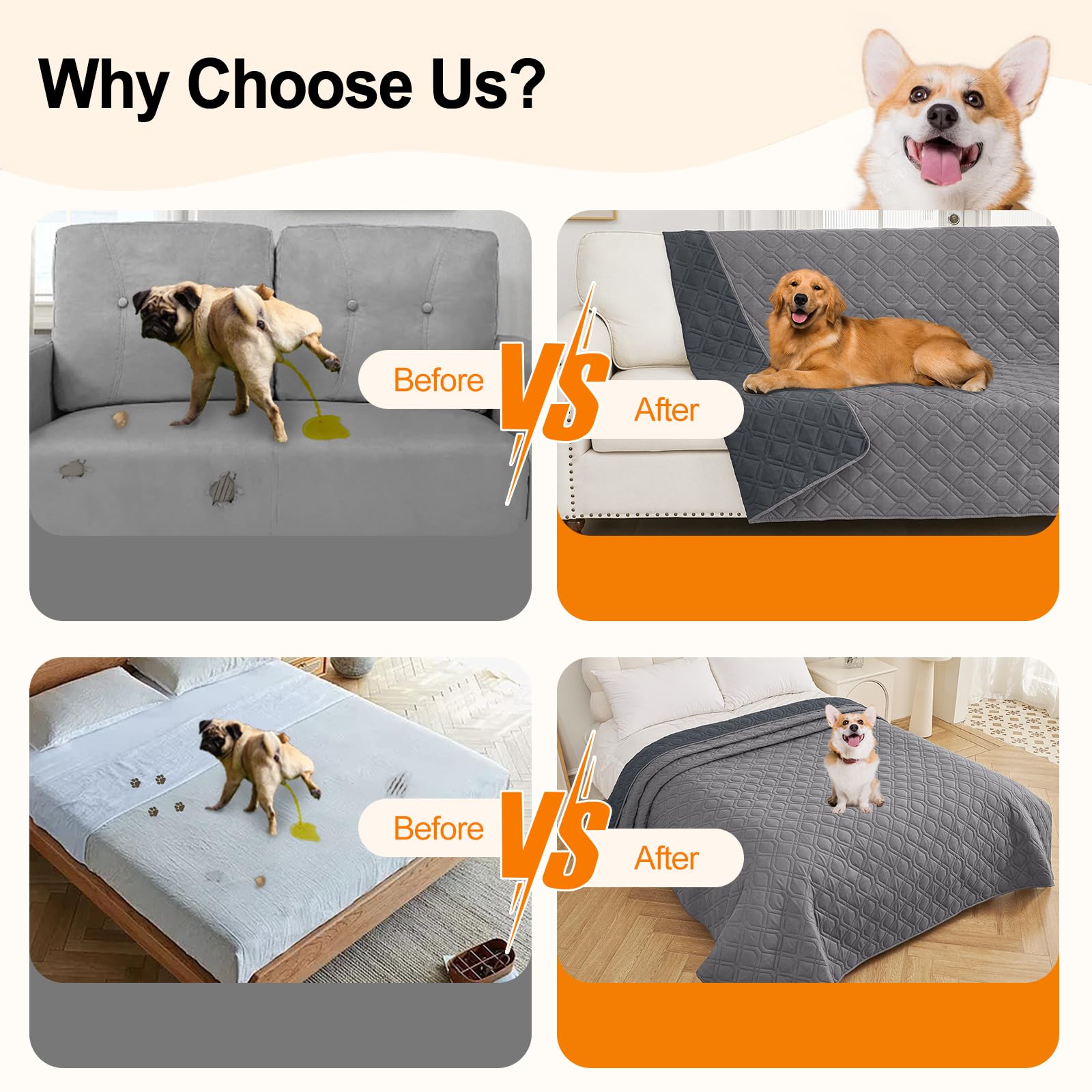 Smiry Waterproof Dog Blanket, 30X53 Inch Soft Pet Bed Cover Reversible, Washable Sofa Couch Furniture Protector For Small Medium