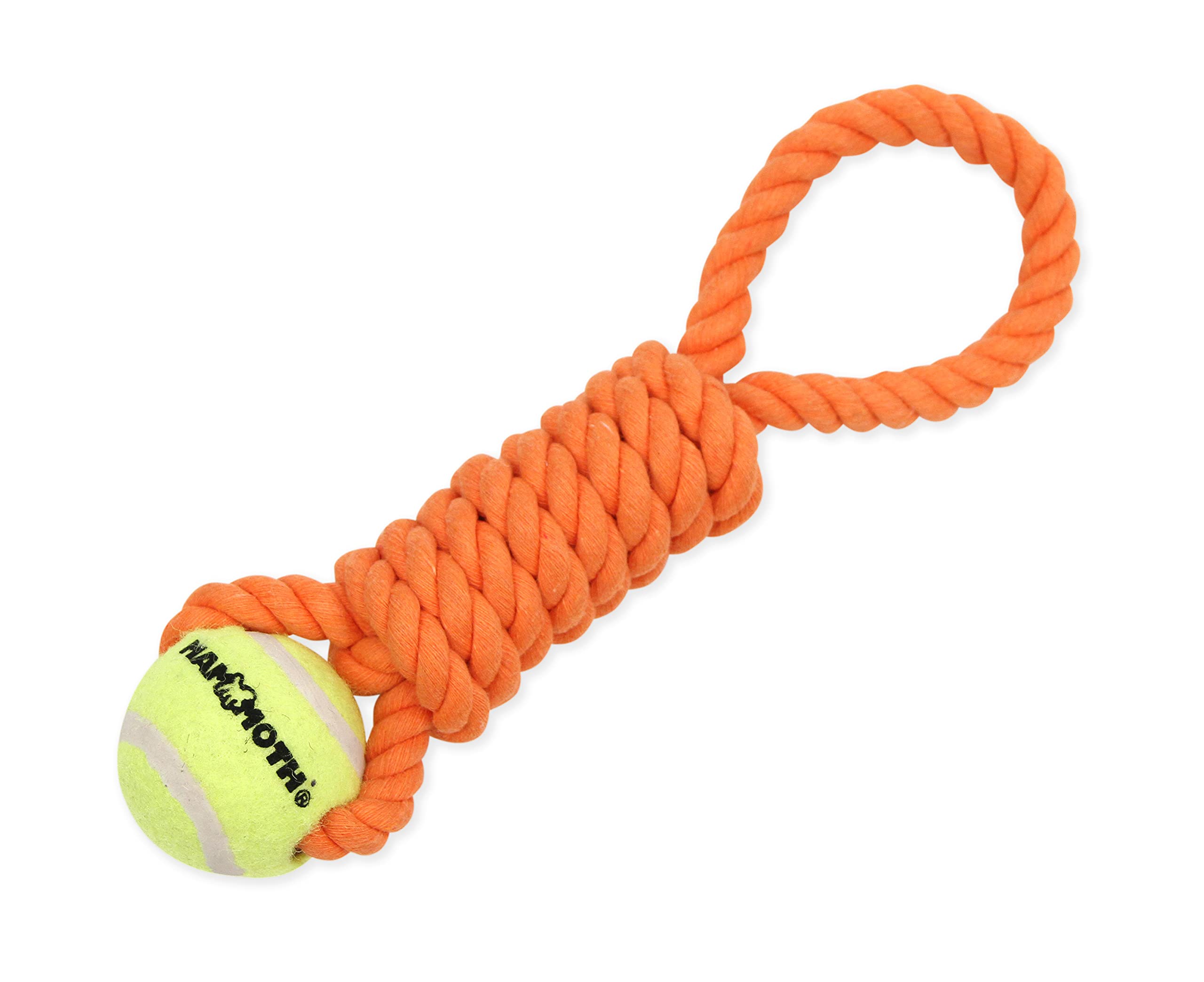 Mammoth Flossy Chews Twister Rope Toy With Tennis Ball – Premium Cotton-Poly Tug Toy For Dogs – Interactive Dog Tug Toy – Rope Dog Toy With Tennis Ball For Small Dogs - Mini 11' - Assorted Colors