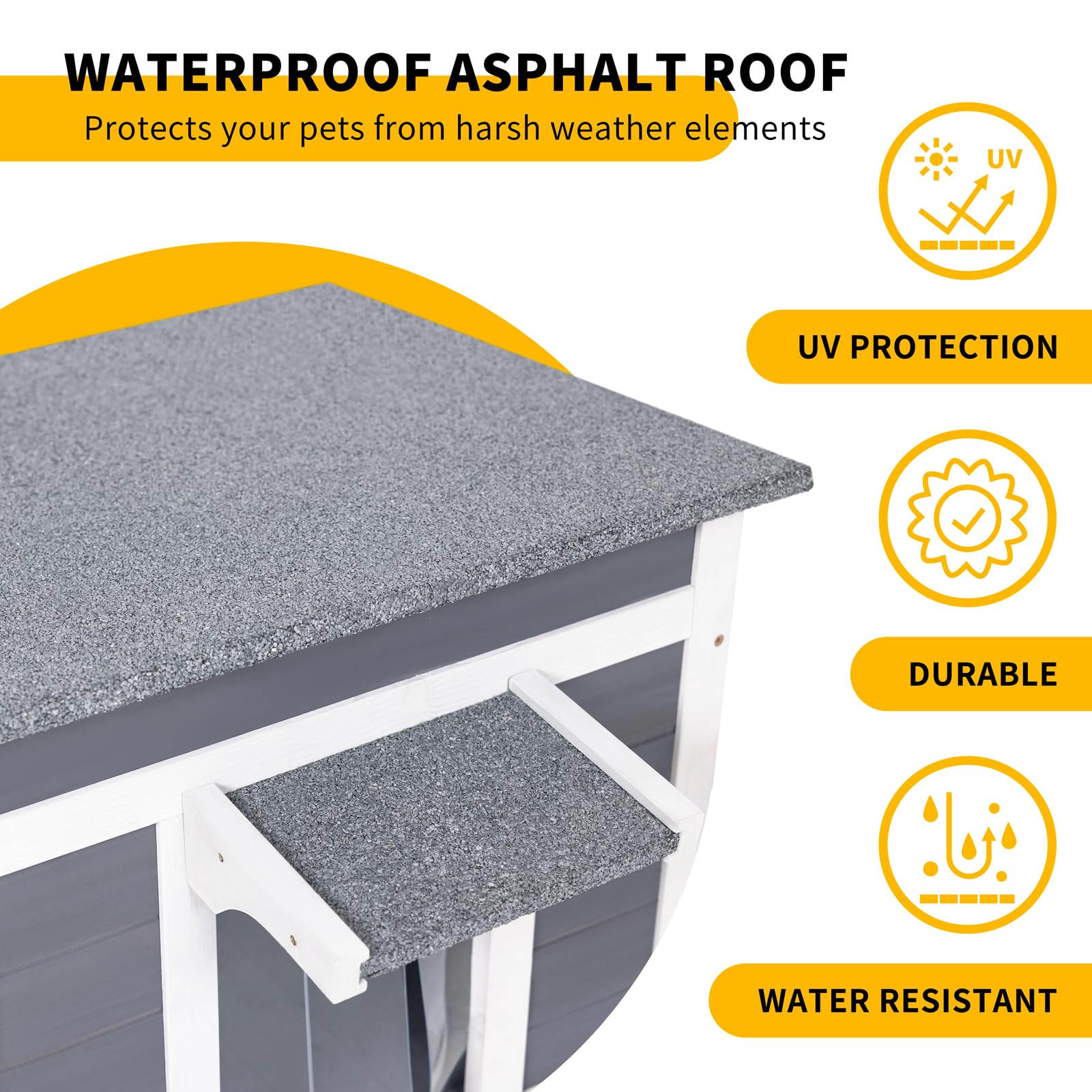 Geguri Insulated Cat House Outdoor Weatherproof, Feral Cat Shelter For Winter, Large Wooden Enclosure