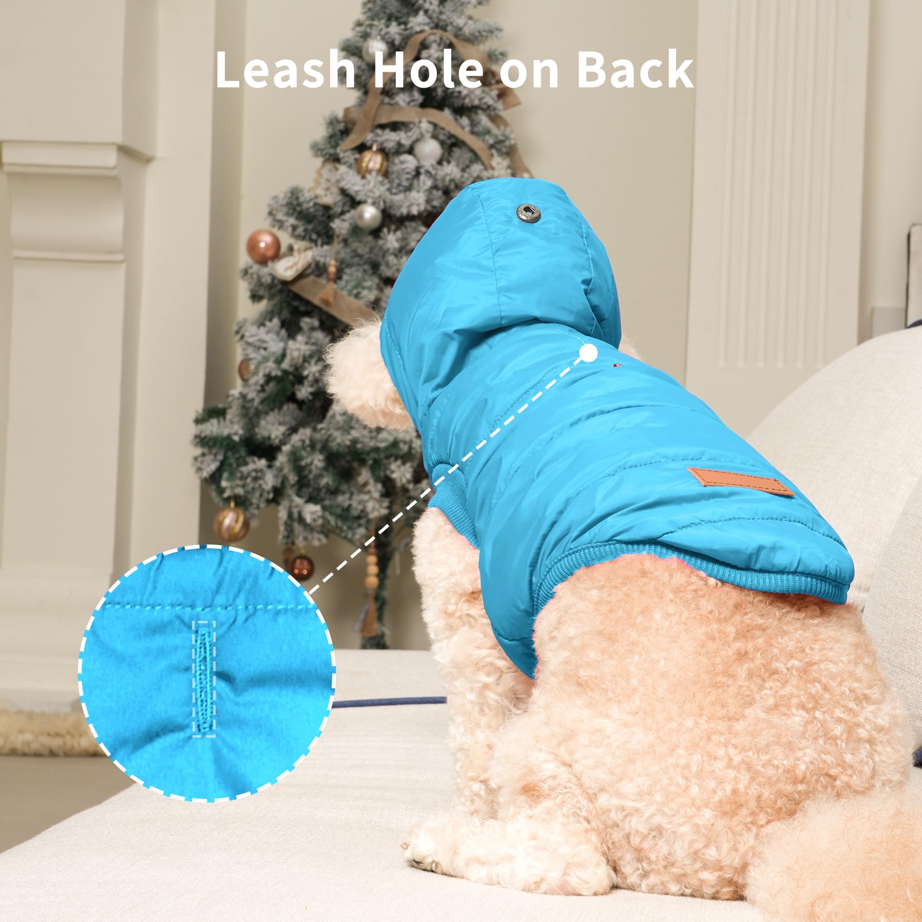 Vecomfy Fleece Lining Extra Warm Dog Hoodie In Winter For Large Dogs Jacket Pet Coats With Hooded,Light Blue Xxxl
