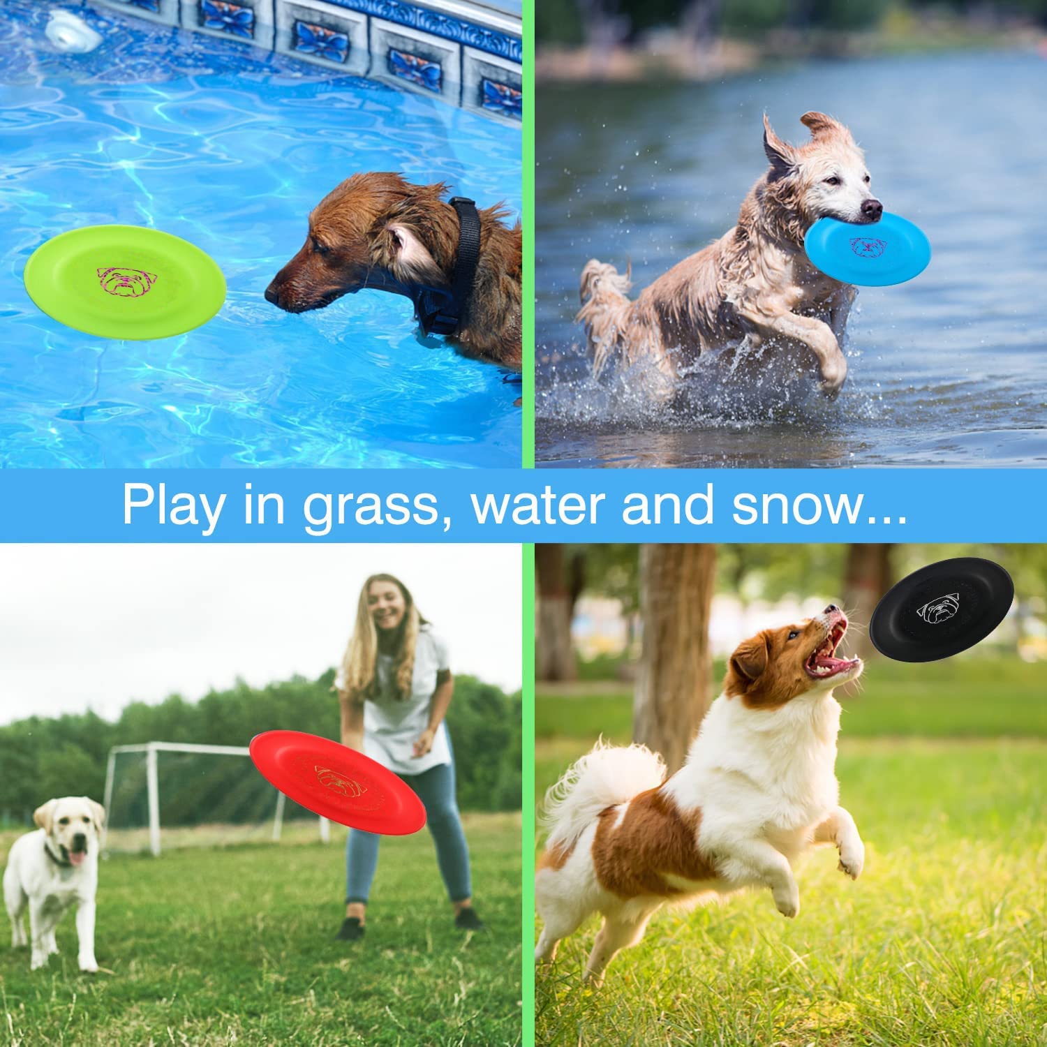 Xigou Dog Flying Disc, 3 Pcs Competition Dog Flyer Dog Toy, Soft Dog Flying Disc Indestructible Rubber Lightweight Flying Disc Dog Toy For Dogs - Floats On Water, Gentle On Teeth And Gums