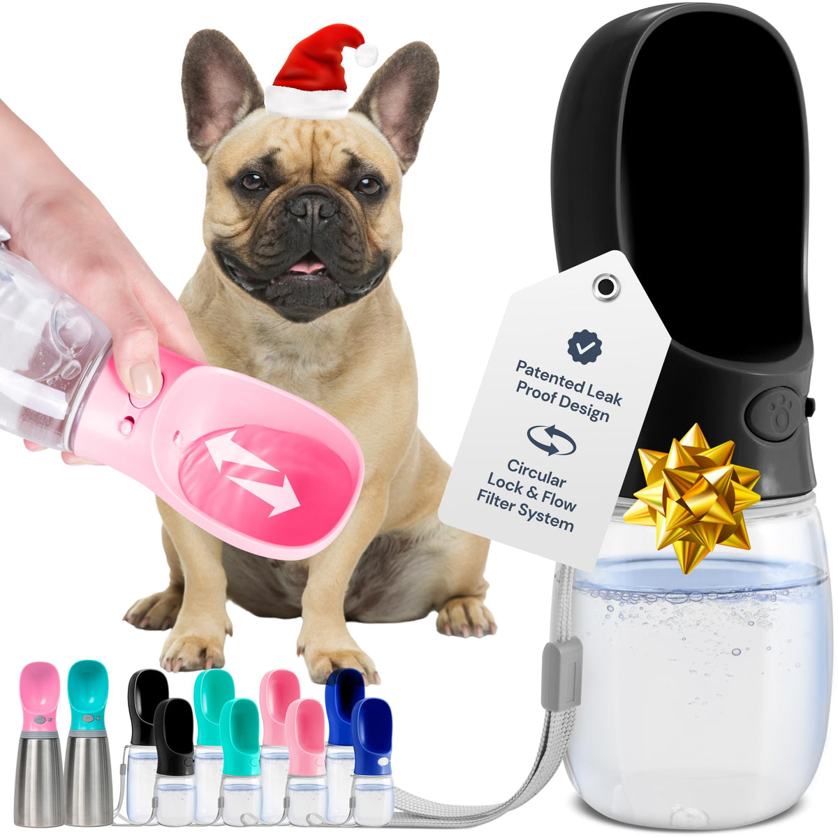 MalsiPree Dog Water Bottle Portable - Leak Proof & Lightweight Water Bottle for Dogs - Dog Travel Water Bottle with Bowl - Dog W
