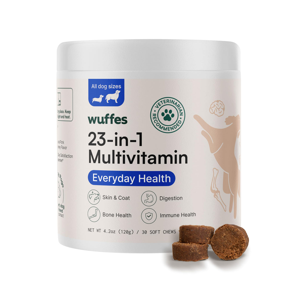 Wuffes 23-In-1 Chewable Dog Multivitamin&Supplements - Dog Multivitamin For Small&Large Breed - Pet Vitamins And Minerals For Coat, Heart, Hips&Joints, Digestion&Immune System, 30 Soft Chews (23-In-1)