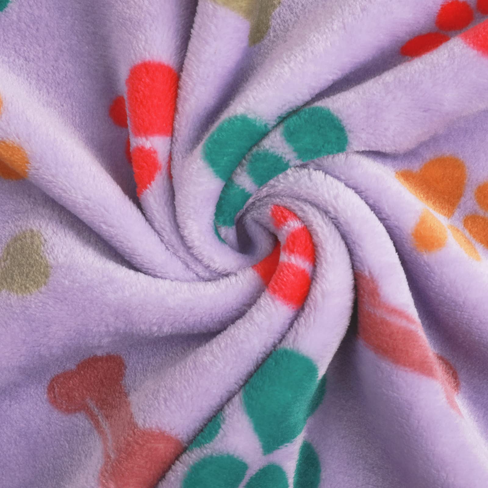Luciphia 1 Pack 3 Blankets Fluffy Premium Fleece Pet Blanket Flannel Paw Bone Printed Throw For Dog Cat(Small 23X16'', Purple/Pink/White)