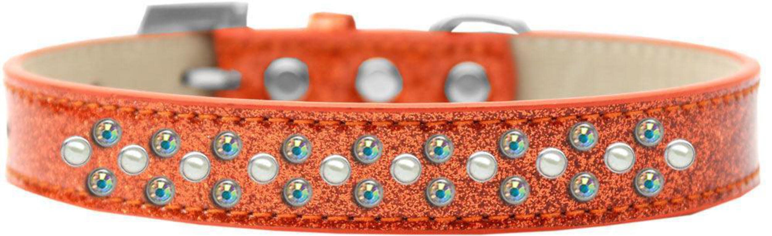 Mirage Pet Products Sprinkles Ice Cream Dog Collar with Pearl and AB Crystals, Size 20, Orange
