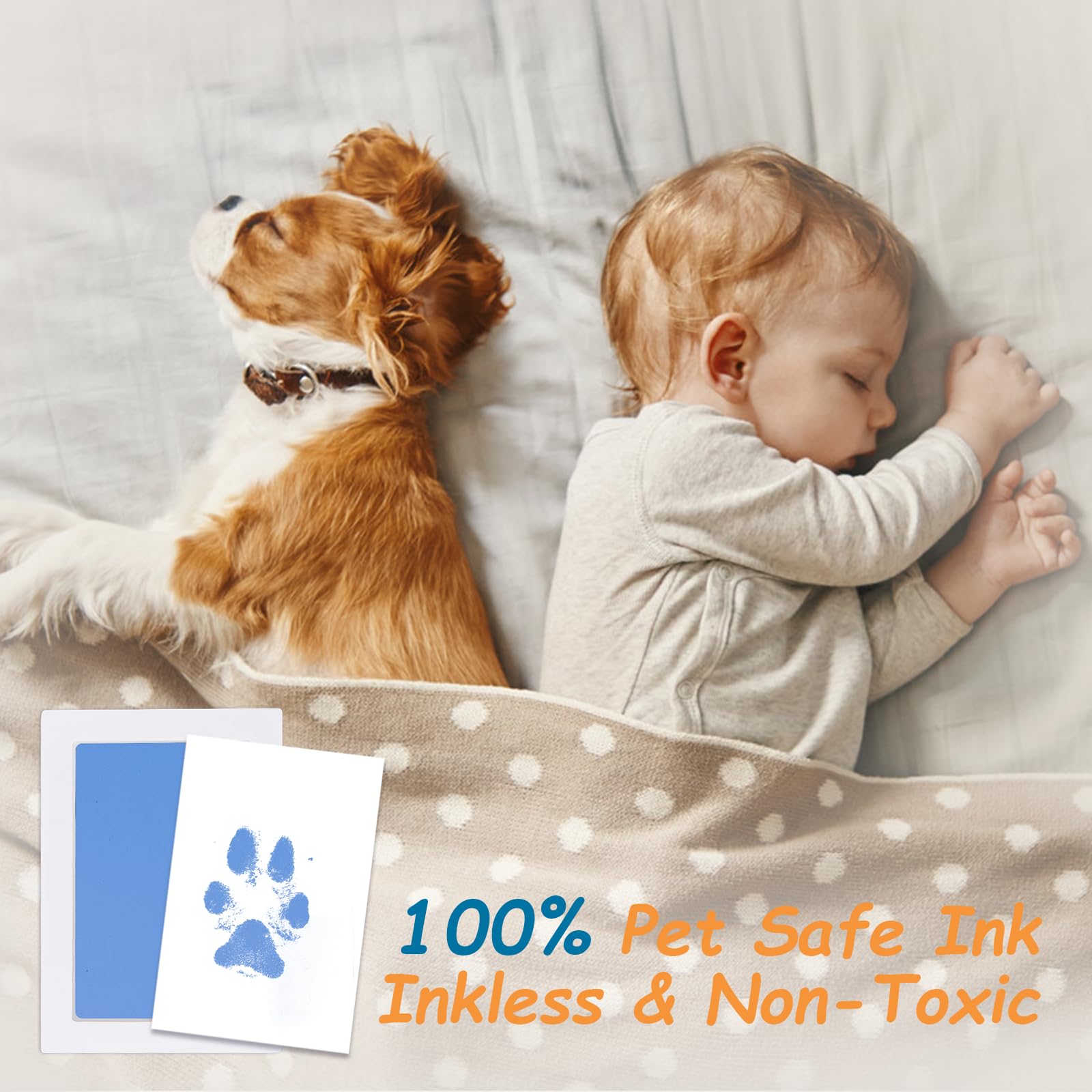 Deerzone Inkless Paw Print Kit,Paw Print Kit Dog Cat Paw Nose Imprint Cards, Clean Touch Ink Pads For Keepsakes