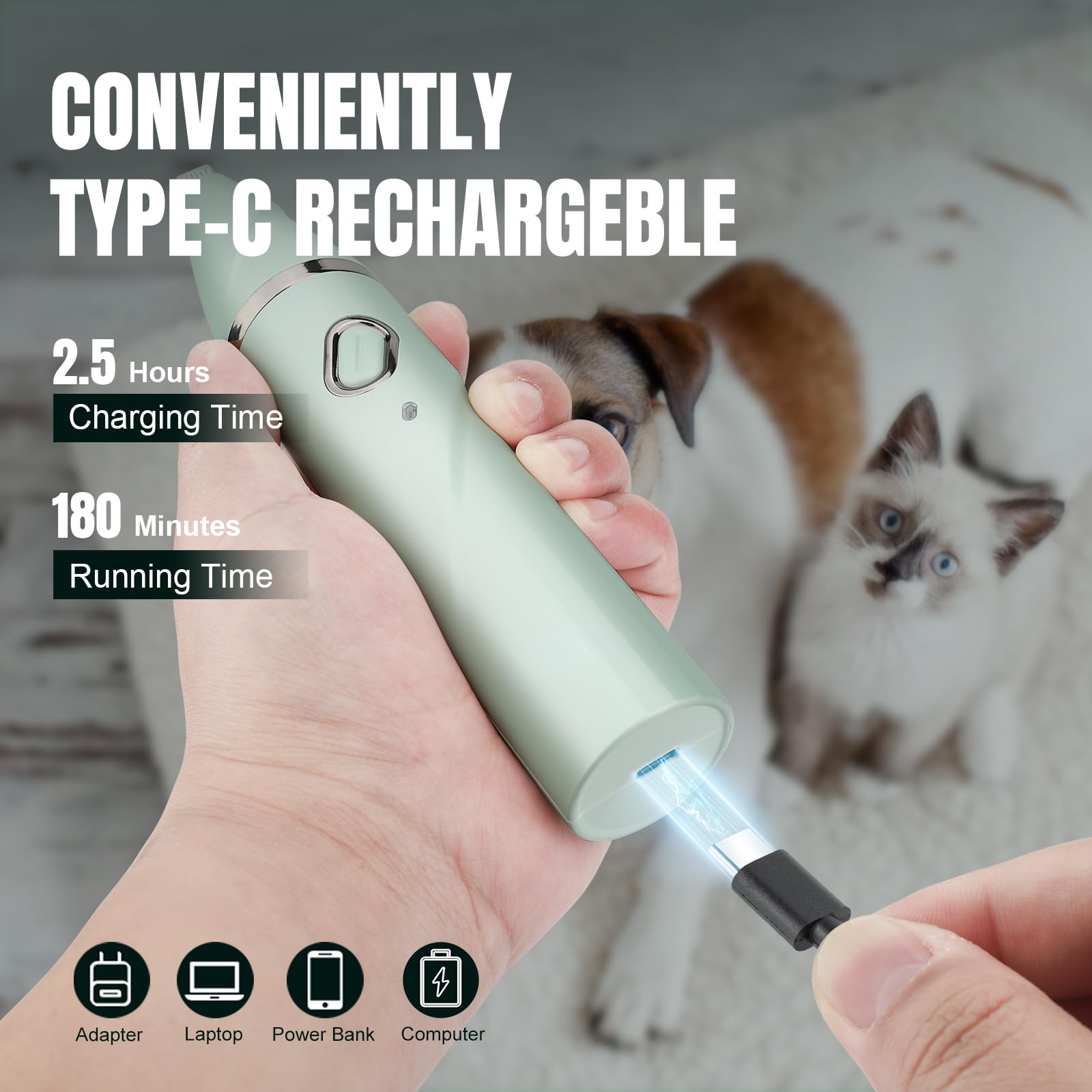 Lanumi 4 In 1 Dog Pet Clipper Trimmer Set Rechargeable Paw Trimmer Low Noise Nail Grinder Dog Cat Shaver For Grooming Paws, Face