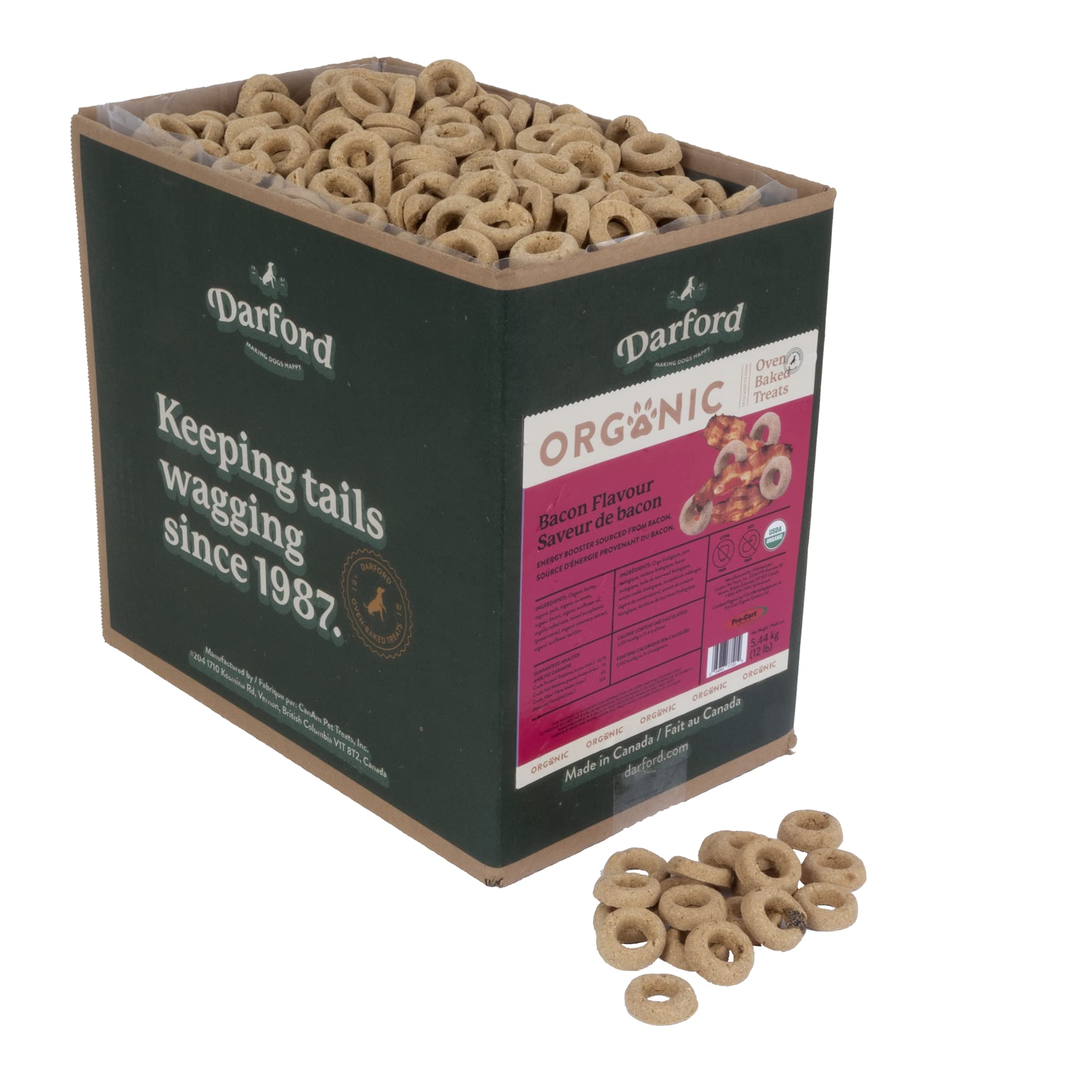Darford Organic Premium Dog Treat - Bacon Flavor - 12 lb