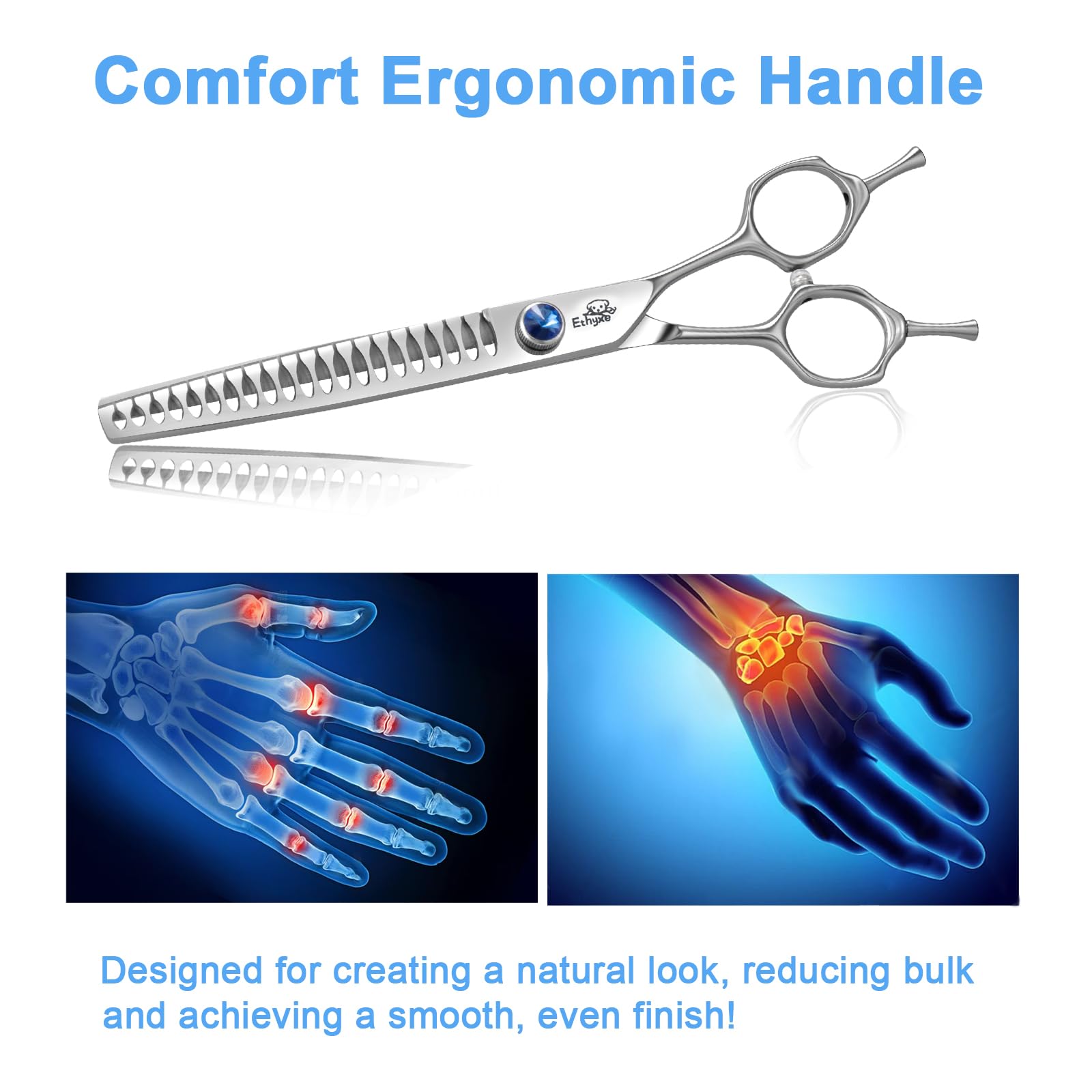 Ethyxe 7' 21-Teeth Chunkers Dog Grooming Scissors, Professional Texturizing Blending Thinning Shears Pets Hair Trimming Kit Wit