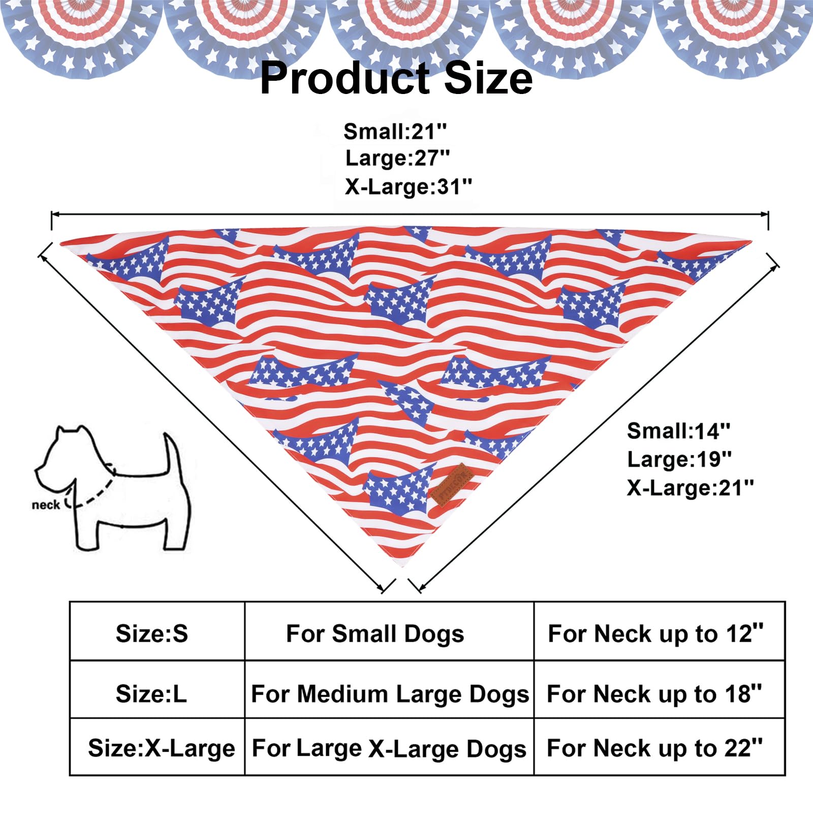 Ptdecor American Flag Dog Bandana 4Th Of July Dog Scarf Reversible Red Blue Patriotic Bandanas For Medium Large Dogs Pets (Blue