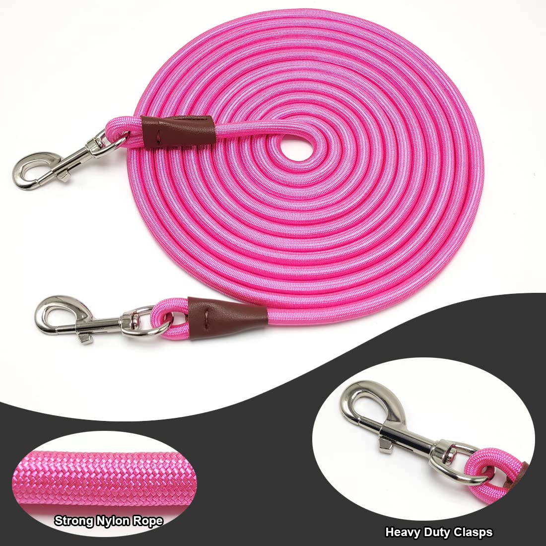 Sepxufore Dog Tie Out Rope Leash, 8/10/ 15/20/ 30 Ft Dog Tether Heavy Duty Nylon Check Cord For Medium Large Dogs Indoor/Outdoor