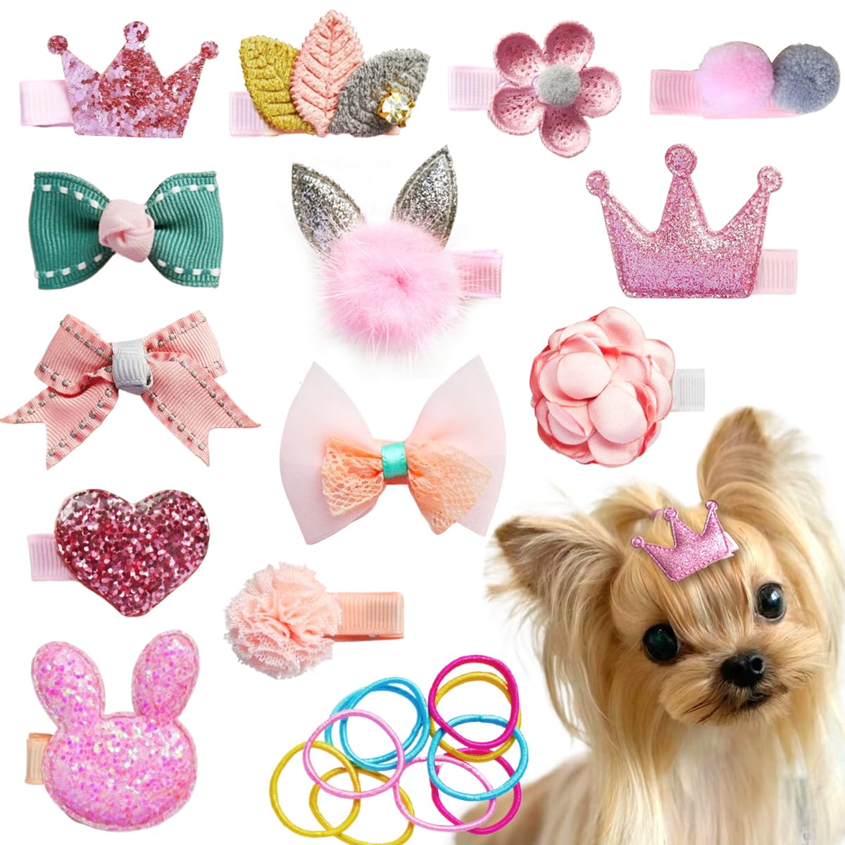 Dog Hair Clips Small Dog Hair Bows Cute Pet Grooming Accessories Alligator Clips Stay In Hair Barrettes Flower Crown Hairpin Top