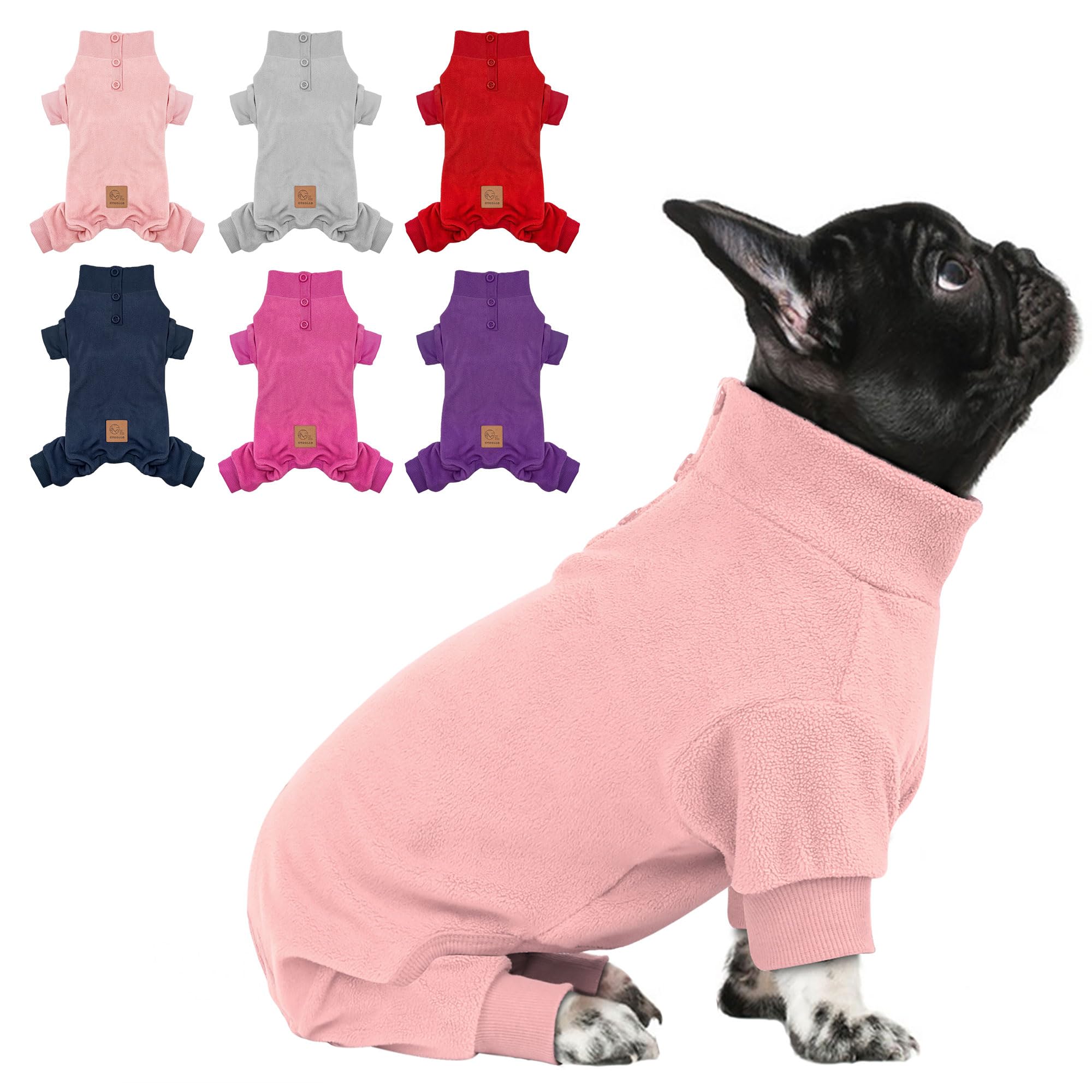 Cyeollo Dog Pajamas Small Winter Dog Coat Warm Fleece Dog Pjs Thermal Dog Onesie Stretchy Pet Jumpsuit Puppy Jacket Cat Apparel,
