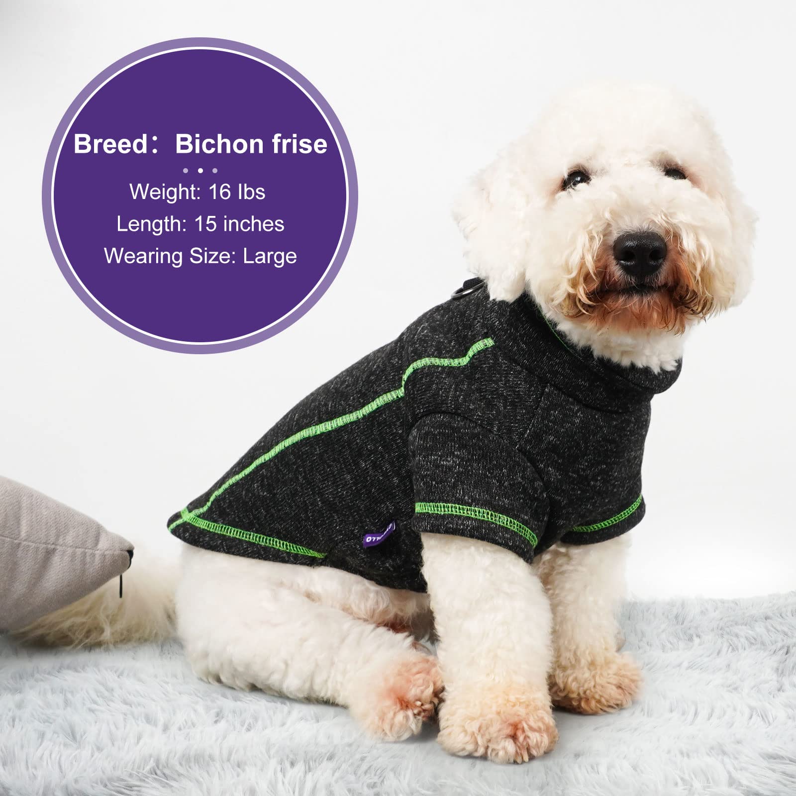 cyeollo Fleece Dog Jacket Reflective Dog Sweater Zipper up Small Doggie Coats with D Ring Jackets Indoor and Outdoor Warm Pet Clothes -Like New