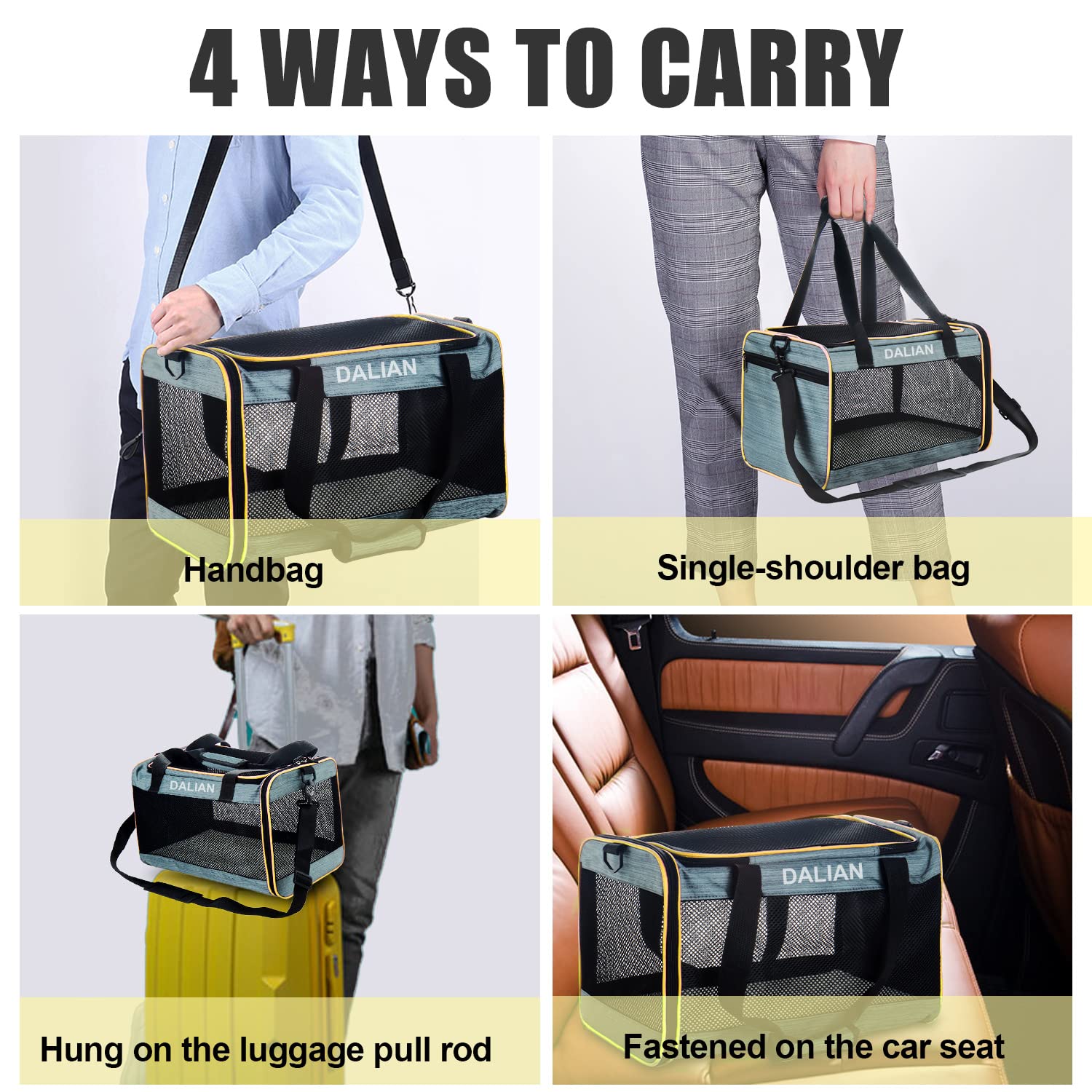 Cat Carrier Airline Approved Pet Carrier,Dog Carrier Soft-Sided Pet Travel Carrier Maximum Pet Weight 17 Pounds 17.5X10 X10