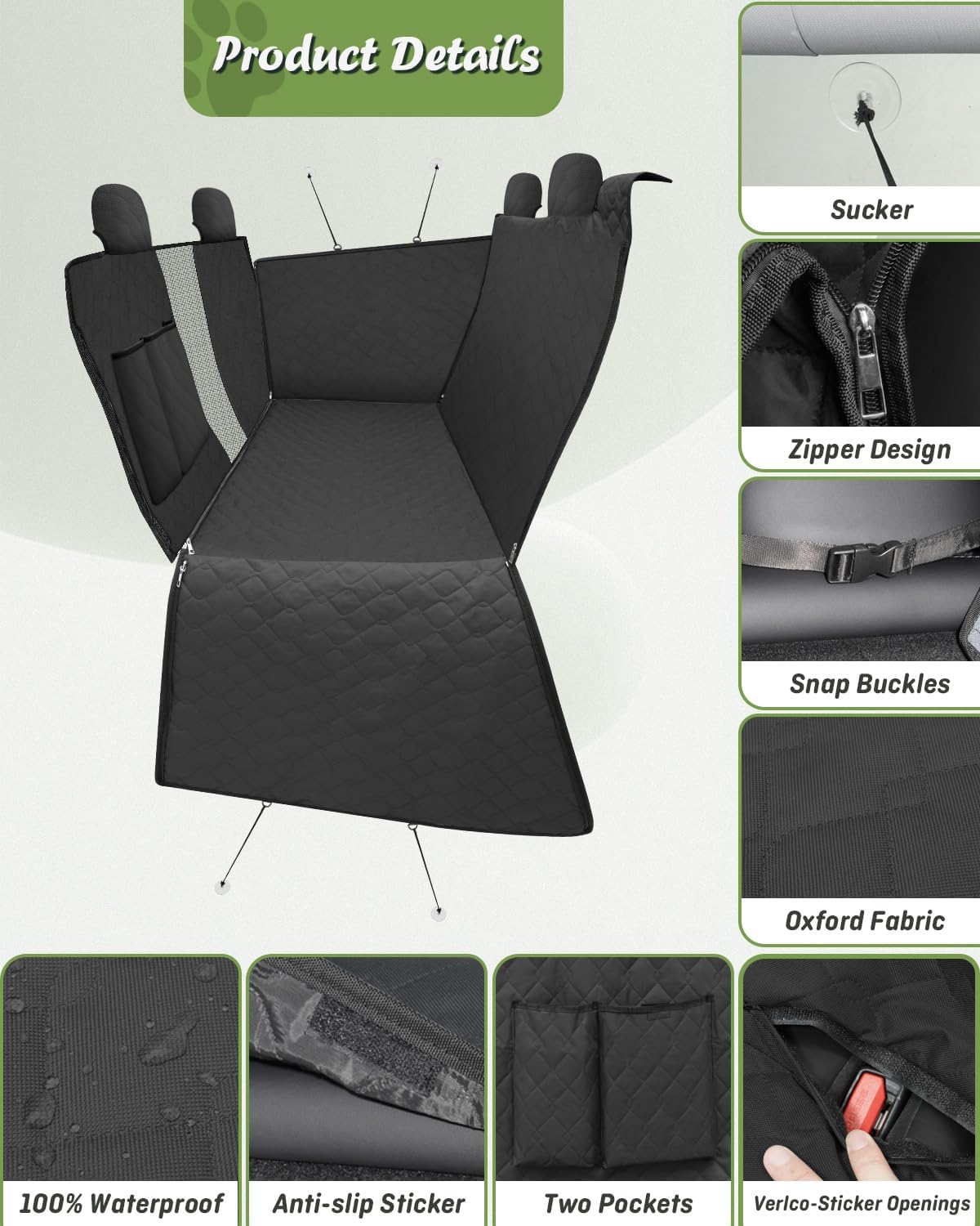 Shademax Dog Seat Covers For Back Seat, For Tesla Model Y /3 Seat Covers For Pet Backseat Cover For Dogs, Waterproof Dog Hammock