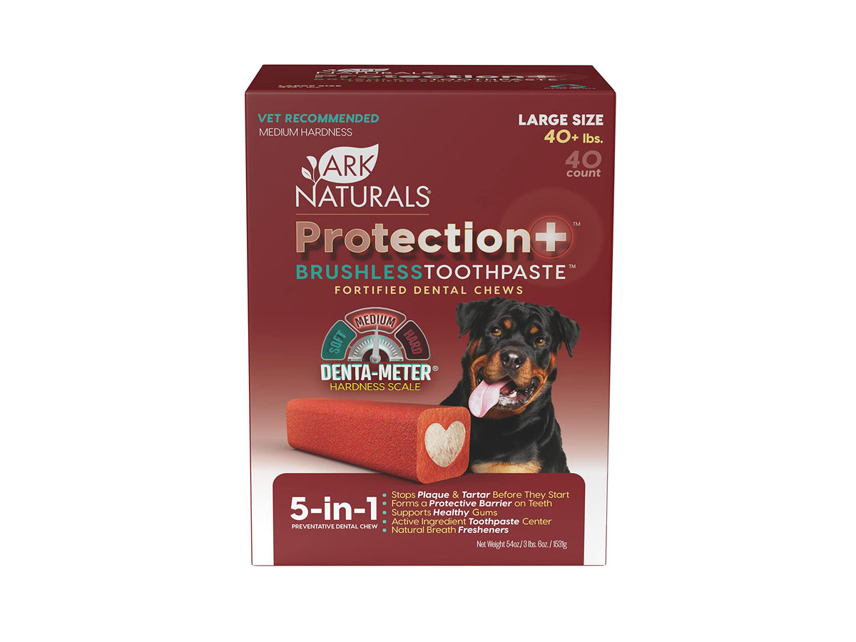 Ark Naturals Protection+ Brushless Toothpaste, Dog Dental Chews For Large Breeds, Prevents Plaque & Tartar, Freshens Breath, 54O