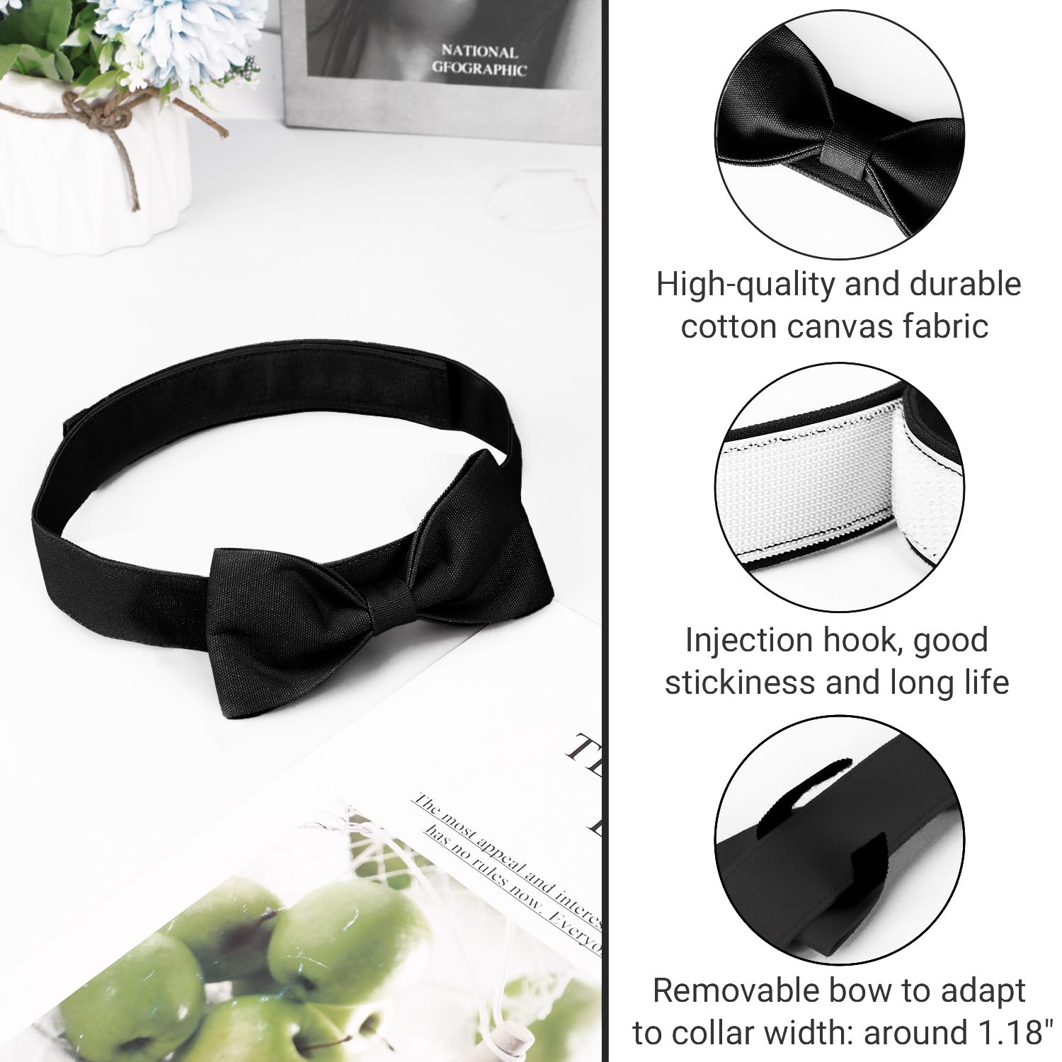 Segarty Dog Wedding Outfit, Adjustable Black Bowtie Collar For Extra Large Dogs, Durable Dog Neck Tie Tuxedo Comfortable Pets Gr