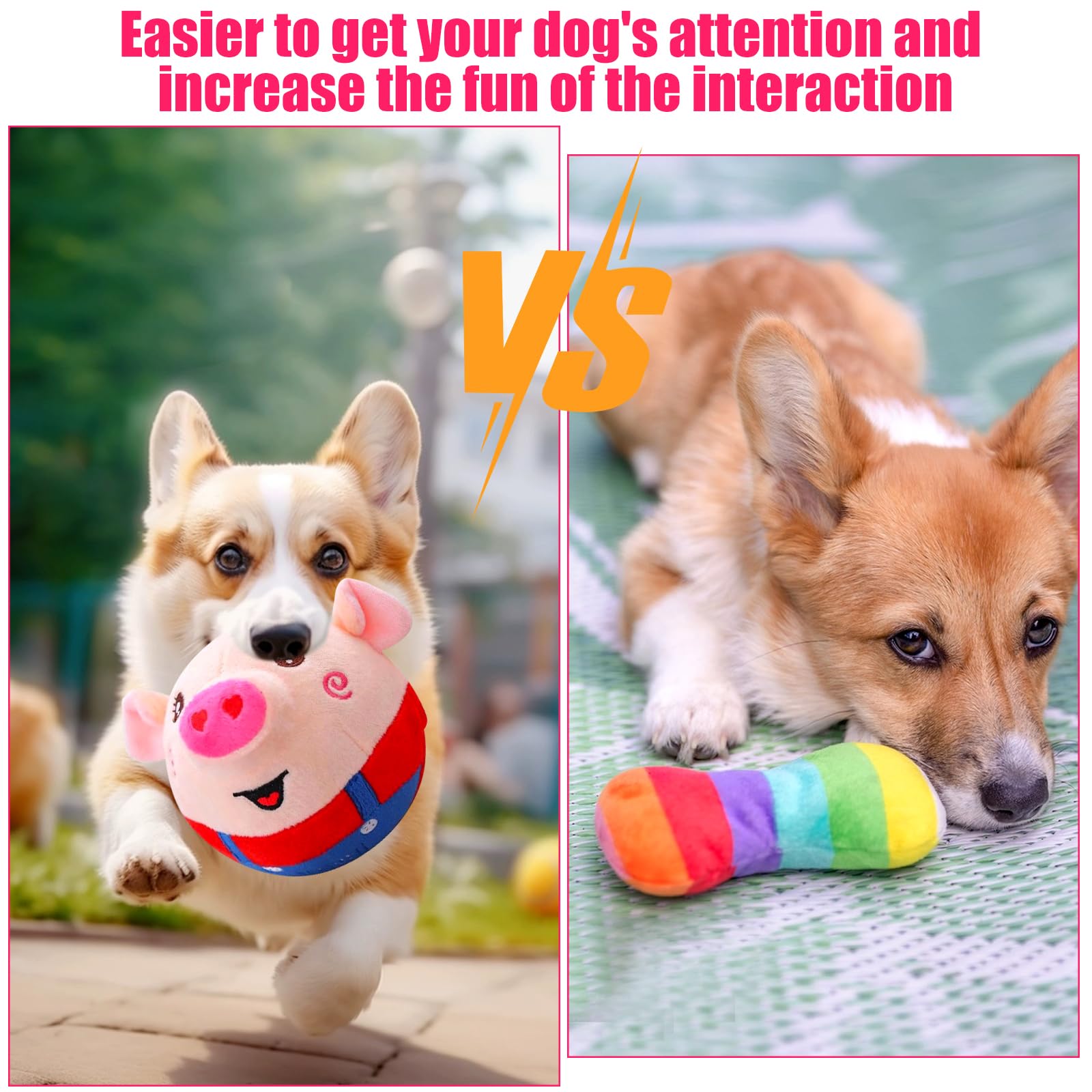 Laiamer Interactive Plush Dog Toys, Interactive Puppy Toy Bouncing Rolling Dog Ball Remote Control Dog Toy With Music, Self Movi