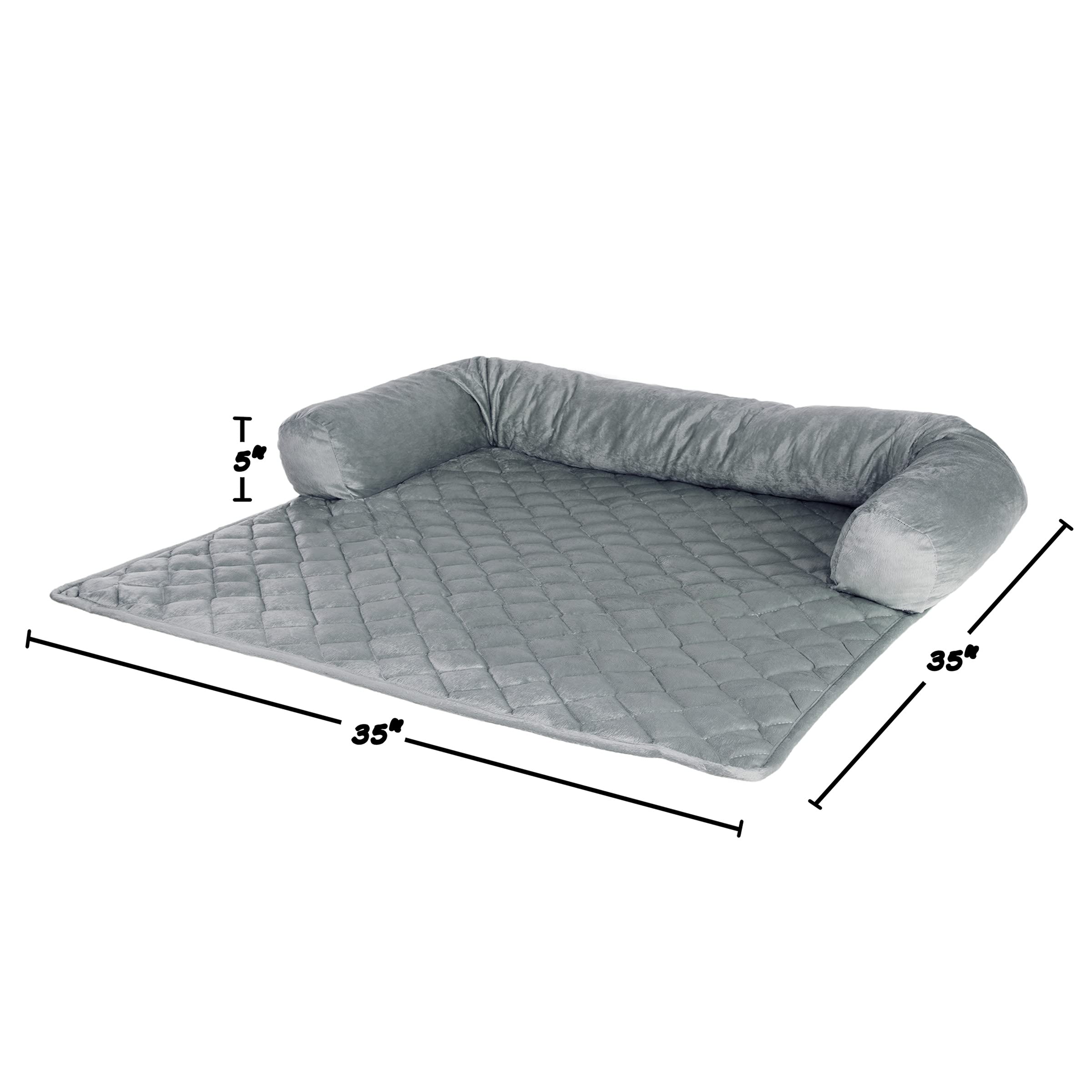 Couch Cover For Dogs - 35X35 Pet Furniture Protector With Memory Foam Neck Bolster, Quilted Fabric, And Water-Resistant Base Layer By Petmaker (Gray)
