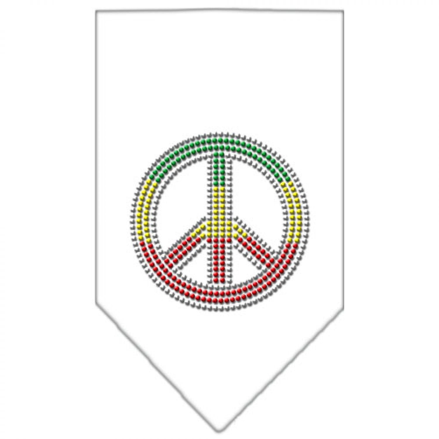 Mirage Pet Products Rasta Peace Rhinestone Bandana, Small, White