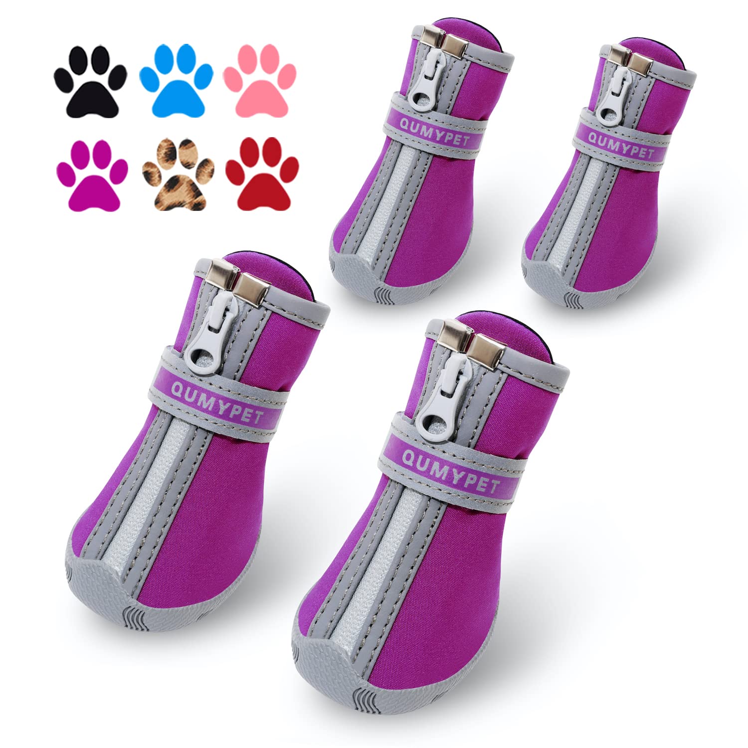 Qumy Dog Shoes For Small Dogs, Puppy Dog Boots & Paw Protector For Winter Snow Day, Summer Hot Pavement, Waterproof In Rain Weat