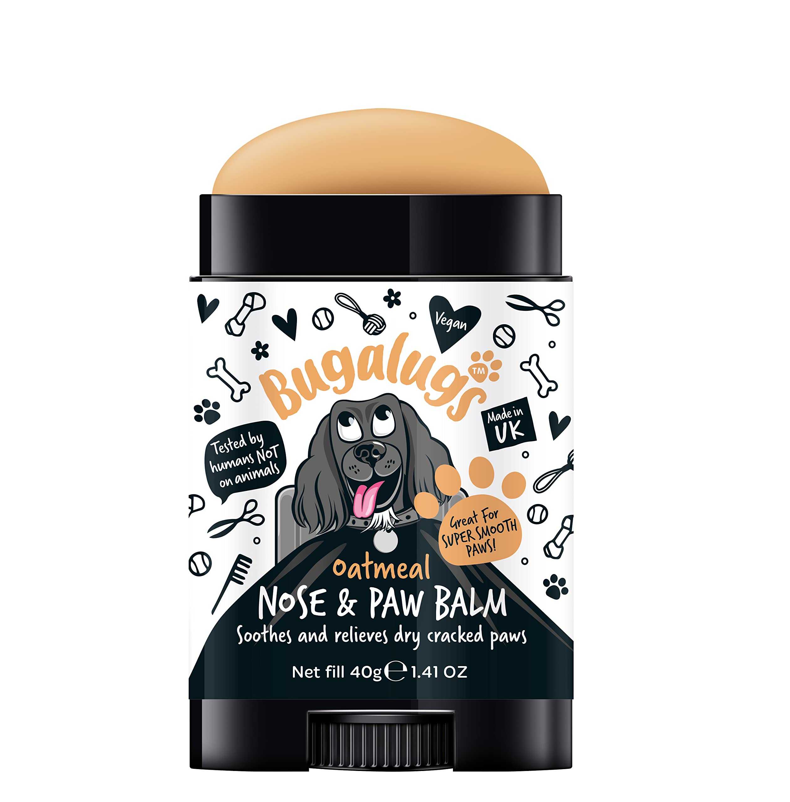 Bugalugs Dog Paw Pad Balm & Dog Nose Balm 40 G (1.41Oz) - Moisturizing Dog Paw Balm That Creates An Invisible Barrier That Protects And Heals Dry Cracked Paws - All-Natural Dog Paw Balm With Oatmeal