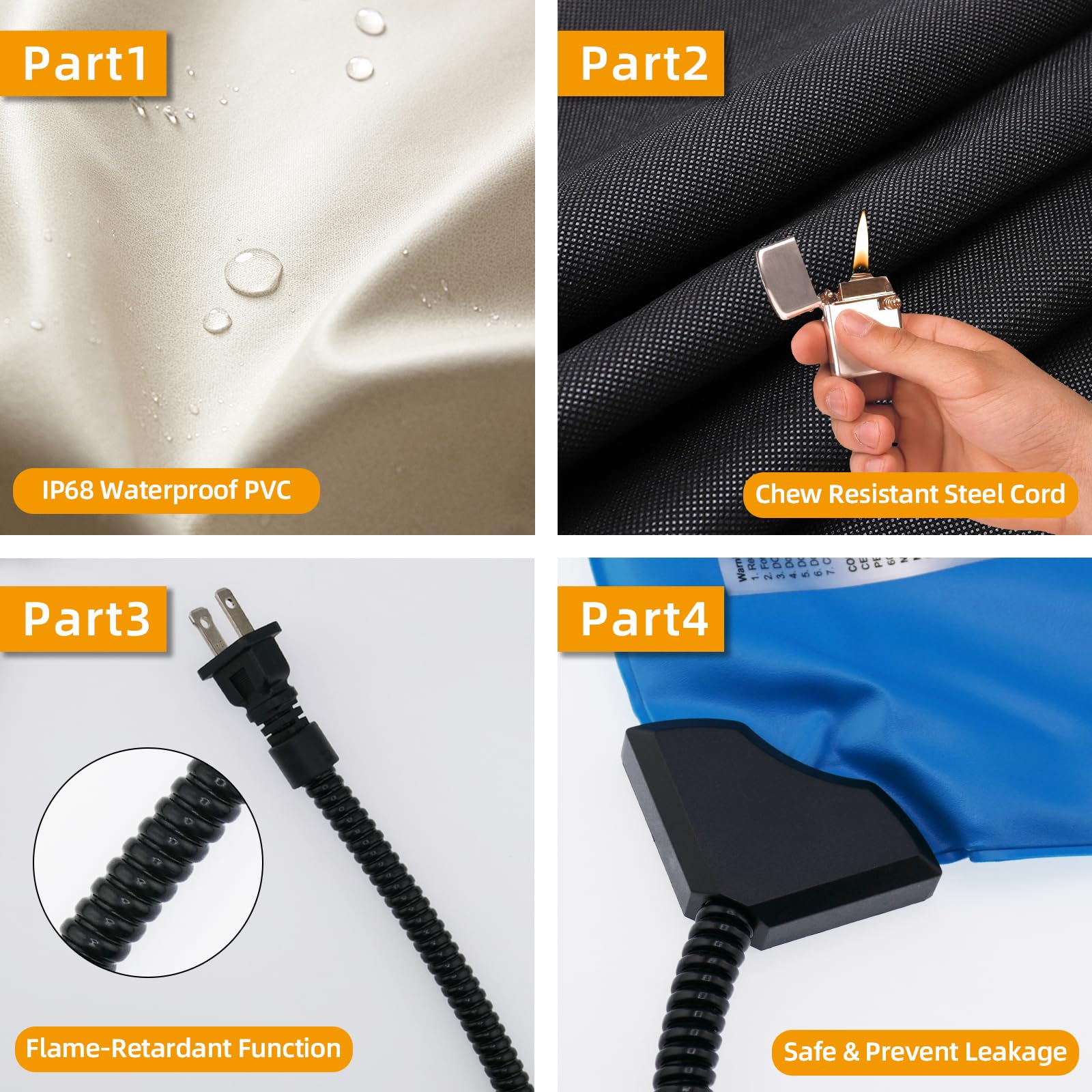 Mewamaa Pet Heating Pad, 6 Adjustable Temperature Heated Dog Cat Bed With Timer,Indoor Warming Heated Mat Pad With Chew Resistan