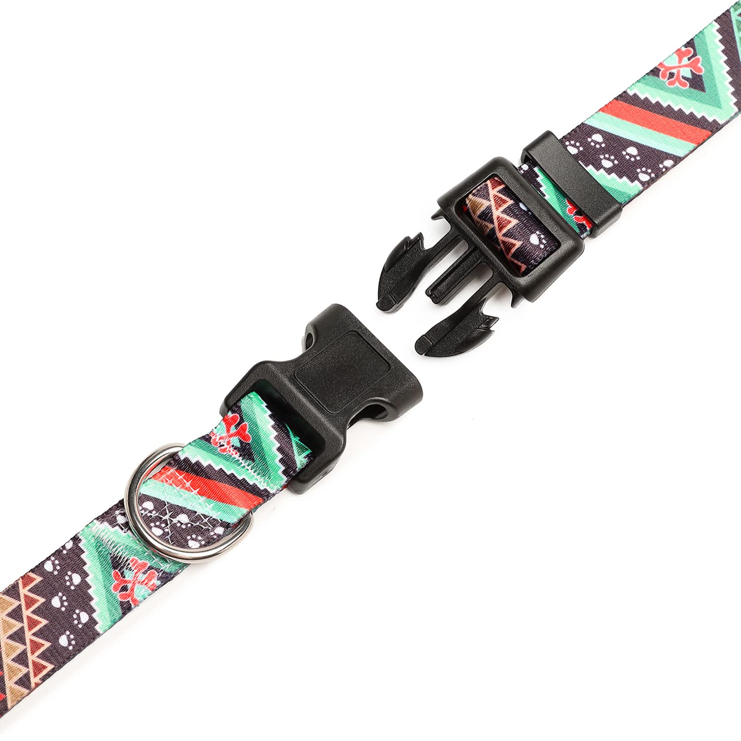 Mercano Adjustable Dog Collar - Special Design Patterns, Soft Nylon Comfortable Durable Pet Collar For Small Medium Large Dogs (M, Ethnic Green)