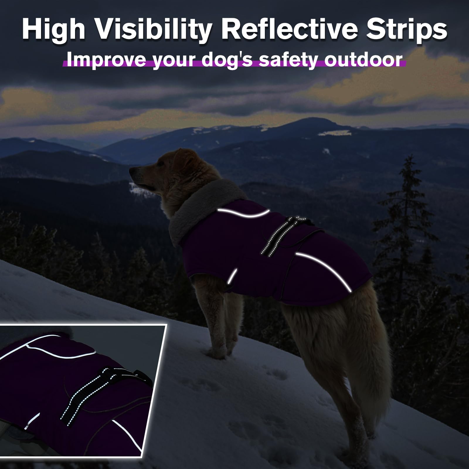 Lelepet Warm Dog Coat Reflective Dog Fleece Vest Waterproof Dog Jacket Windproof Dog Winter Coat Dog Cold Weather Coats With Adjustable Buckle Fleece Lining Dog Snowsuit Dog Coat For Large Dogs, L