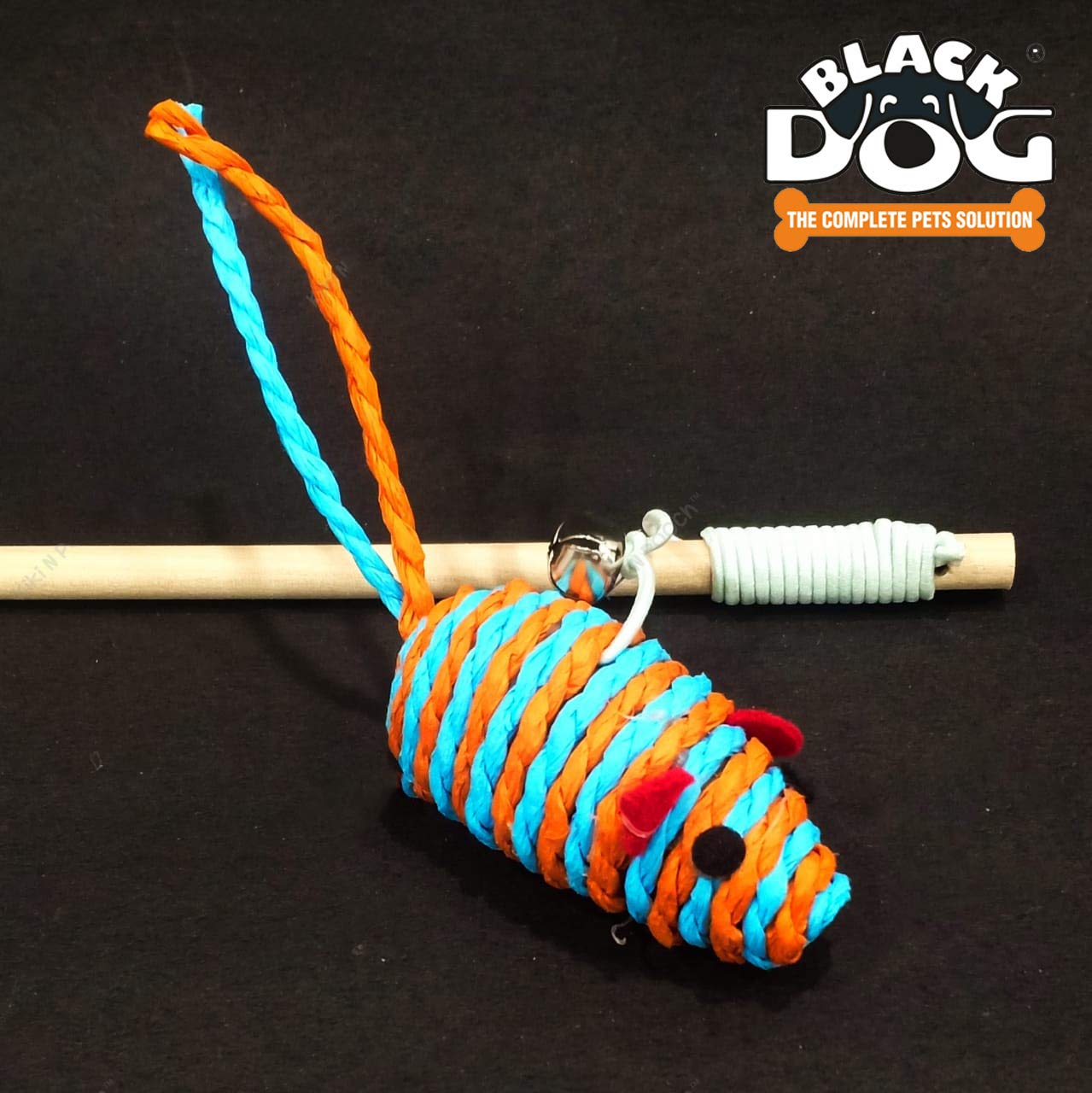 Black Dog Cat Toy Mouse Stick, Kitten Toys For Stick Mouse With Rope,Inside Interactive Cat Toys Kitten/Puppy Exercise Multi Col