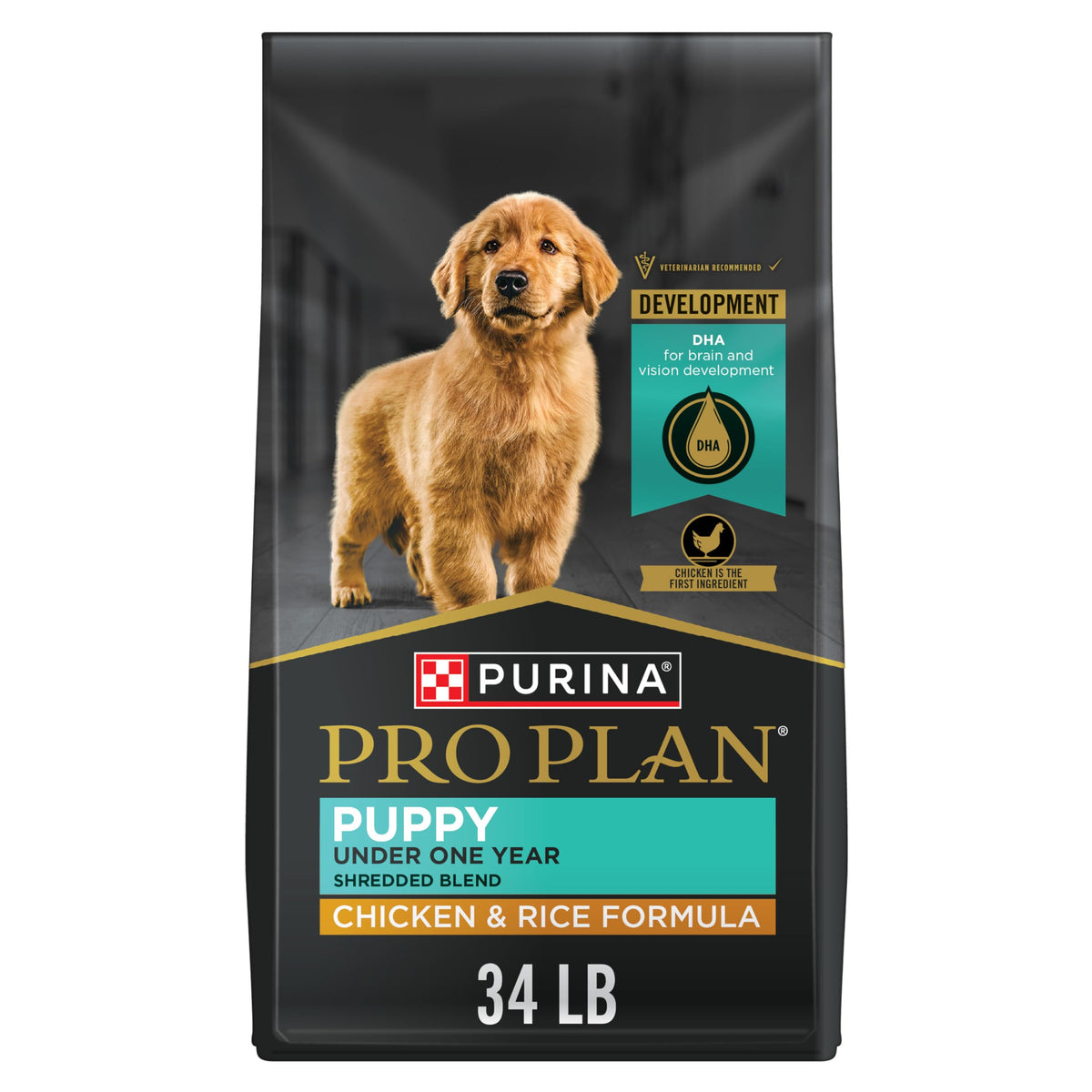 Purina Pro Plan High Protein Puppy Food Shredded Blend Chicken & Rice Formula - 34 Lb. Bag