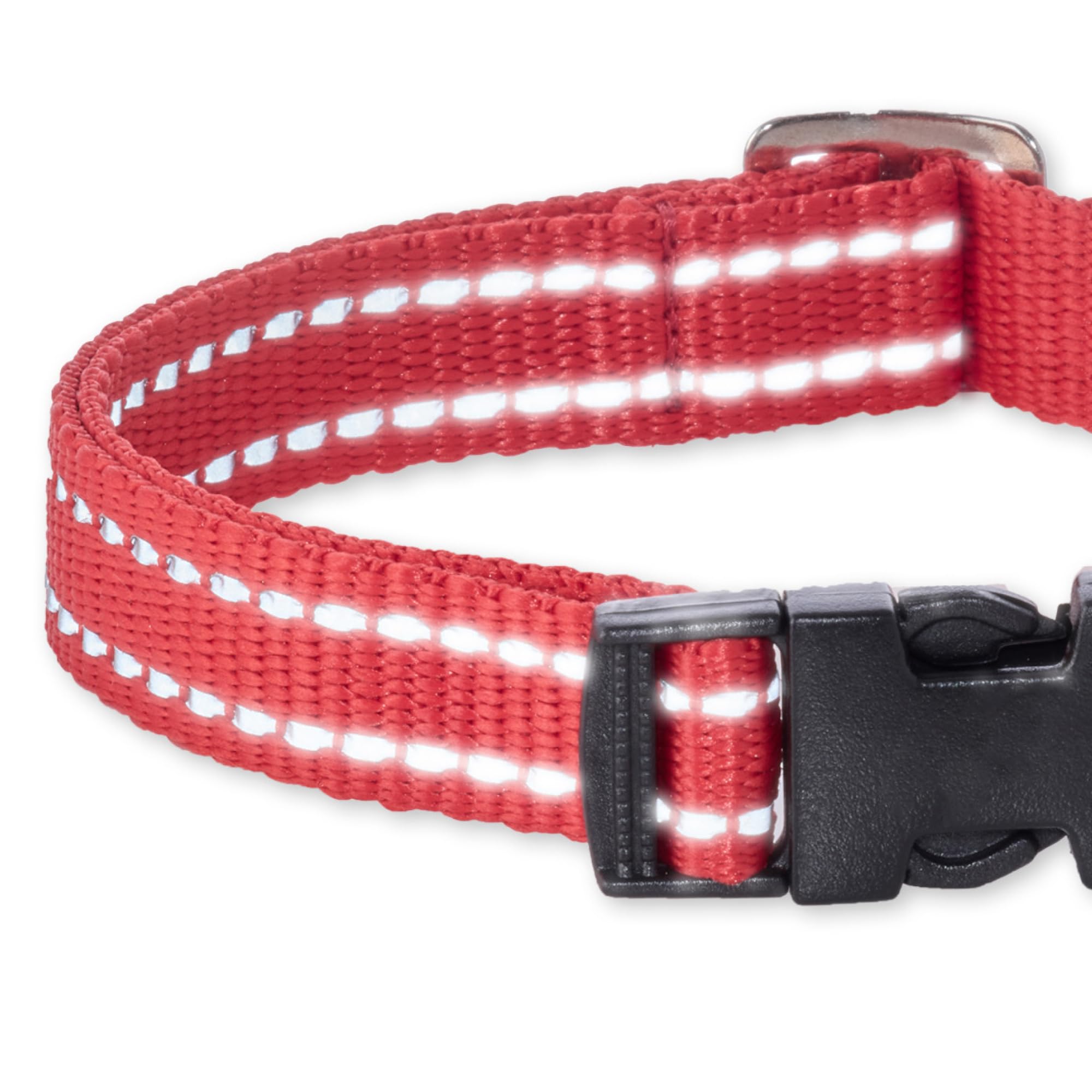 Pet Passion Adjustable Reflective Dog Pet Collar For Small, Medium And Large Dogs, Red, X-Small