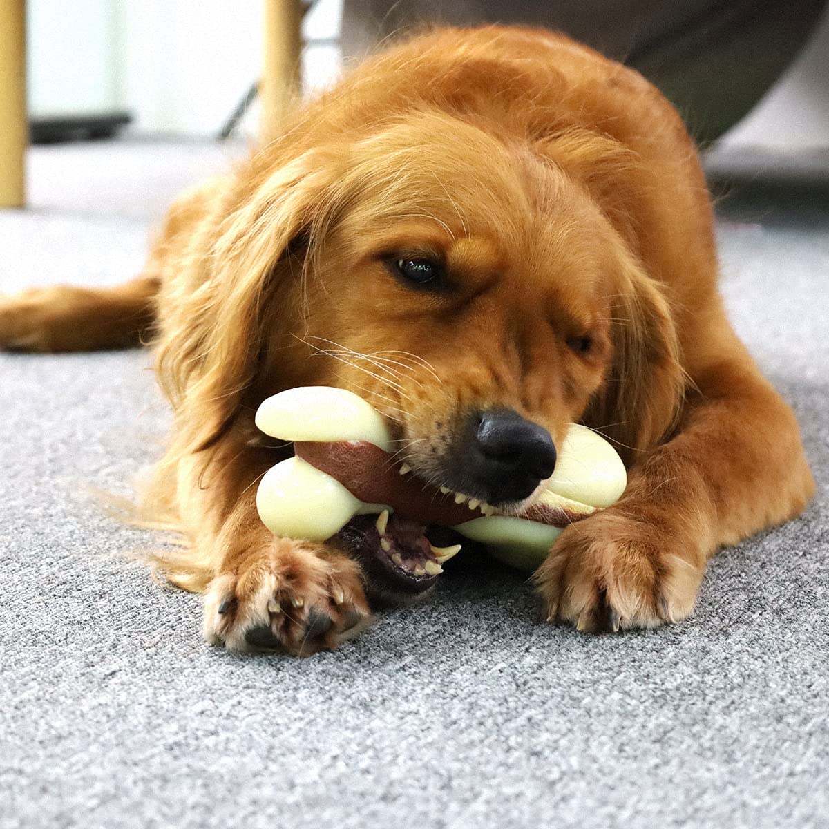 Tikaton Dog Chew Toys For Aggressive Chewers, Beef Flavor Durable Teething Bones For Large/Medium/Small Puppies
