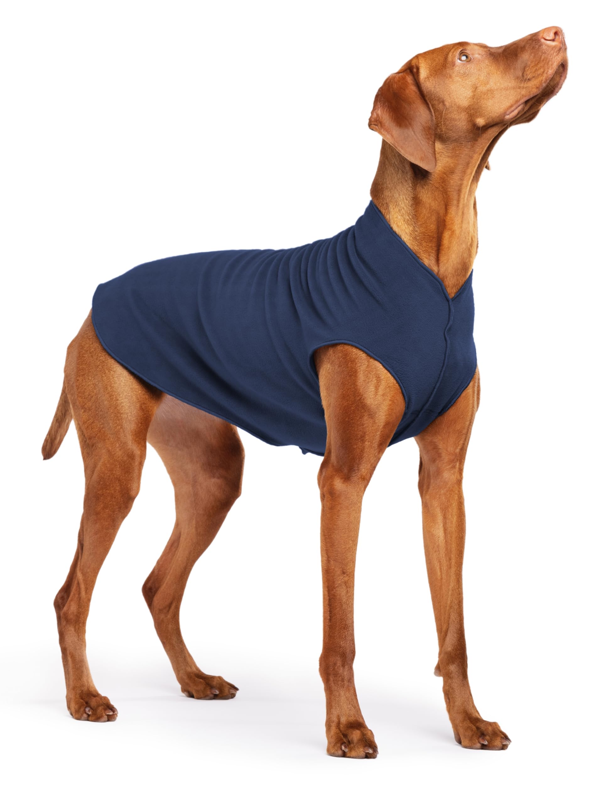 Gold Paw Stretch Fleece Dog Coat, Stretchy Pet Sweater, Machine Washable Pullover For Winter And Fall, Navy, Size 18