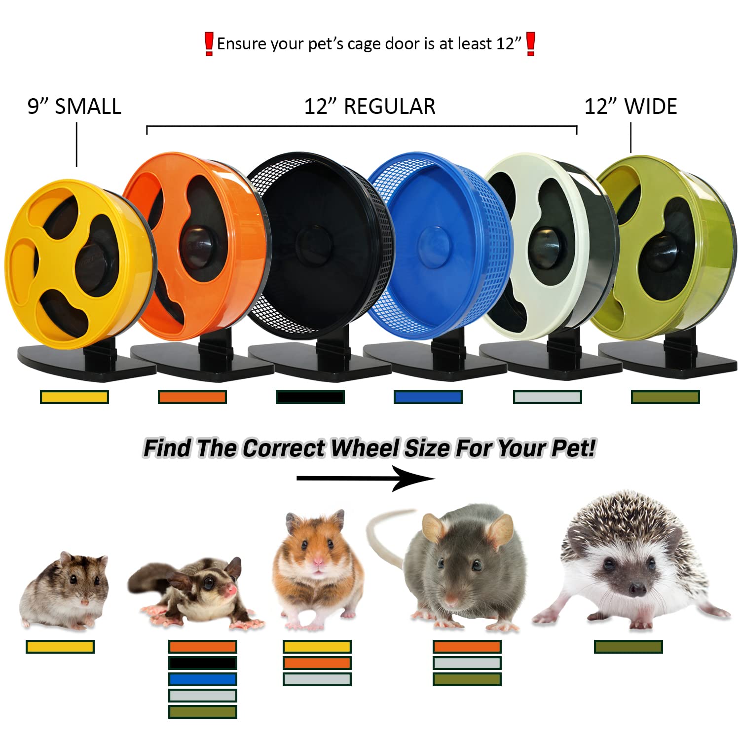 Silent Runner Glow Wheel - 12' Regular - Silent, Fast, Durable Exercise Wheel - Sugar Gliders, Hamsters, Female Rats, Mice & Small Pets