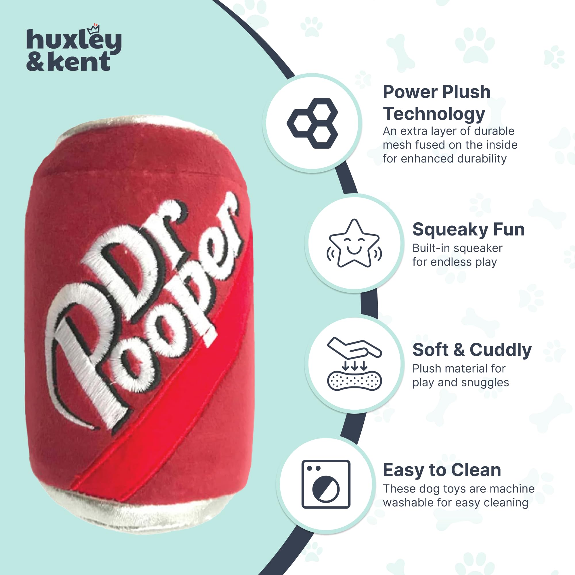 Huxley & Kent Power Plush Dog Toy | Dr. Pooper | Fun, Durable, Squeaky | Small | Safe Plush Material