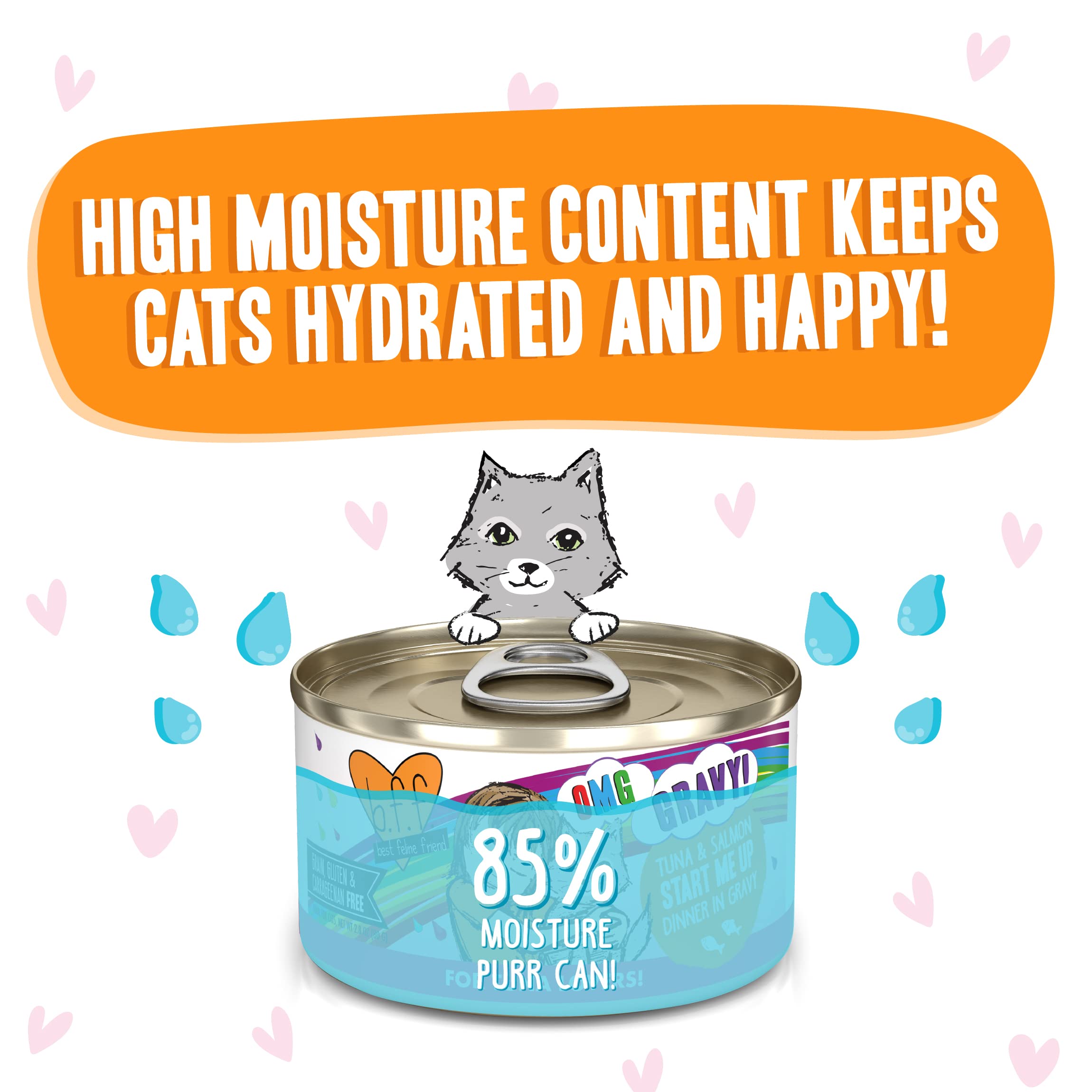 B.F.F. OMG - Best Feline Friend Oh My Gravy!, Tuna & Salmon Start Me Up with Tuna & Salmon, 2.8oz Can (Pack of 12)