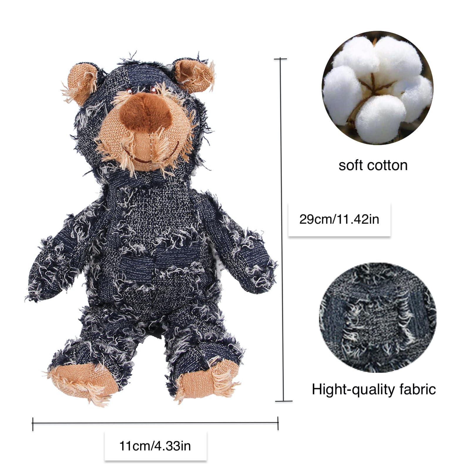 MAXBECK Indestructible Bear Dog Toy for Heavy Chewers - Squeaky, Robust Plush in D-Purple, Perfect for Aggressive Chewers