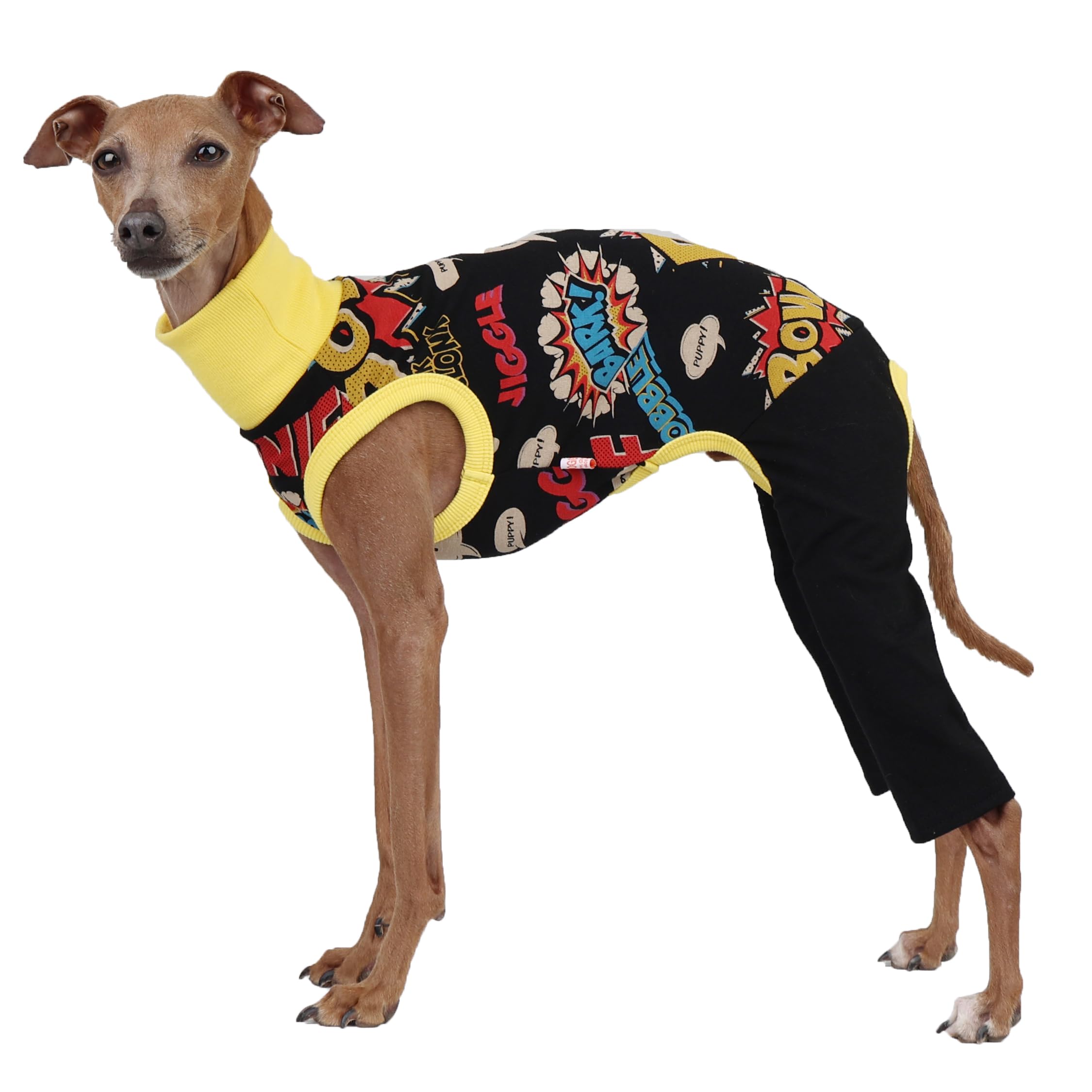D Doggy Star Italian Greyhound Clothes Stretchable Bow Sleeveless Onesie Whippet For Dog (3Xl,Onesie Bow Black)