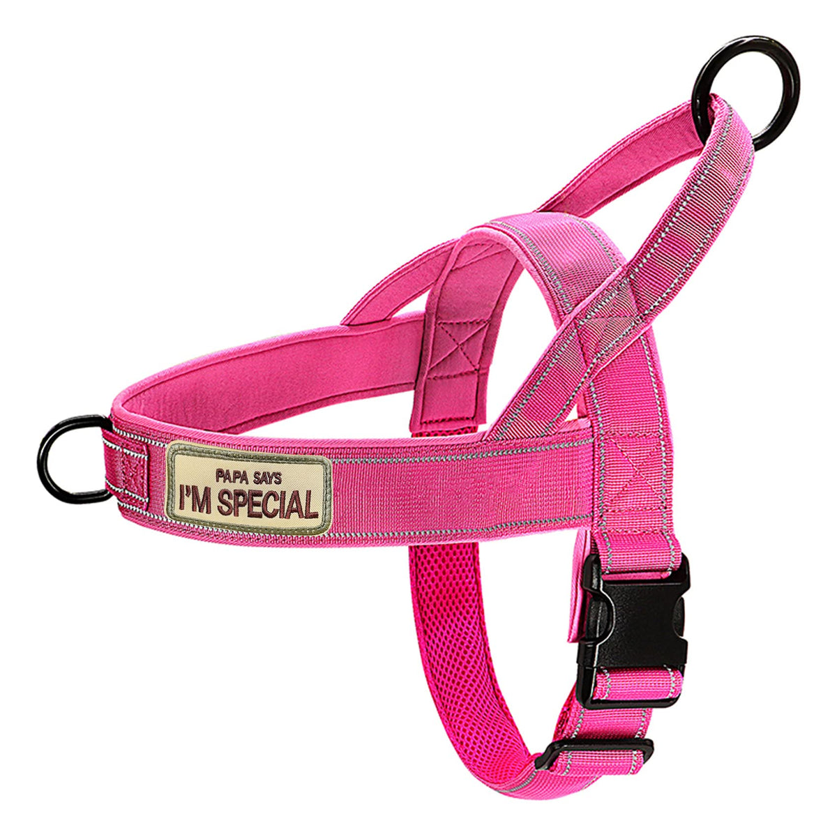 Qifbyfb No Pull Dog Harness For Medium Large Dog, Reflective Escape Proof Adjustable No Pulling Dog Harness, Dog Harness Pink S