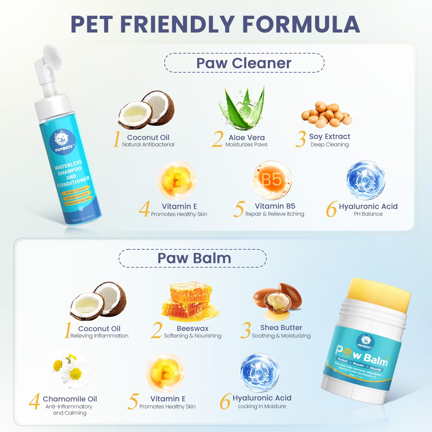 Dog Paw Care Kit | No-Rinse Paw Cleaner & Soothing Paw Balm | Gentle And Safe | Removes Tangles & Knots With Dog Grooming Comb |