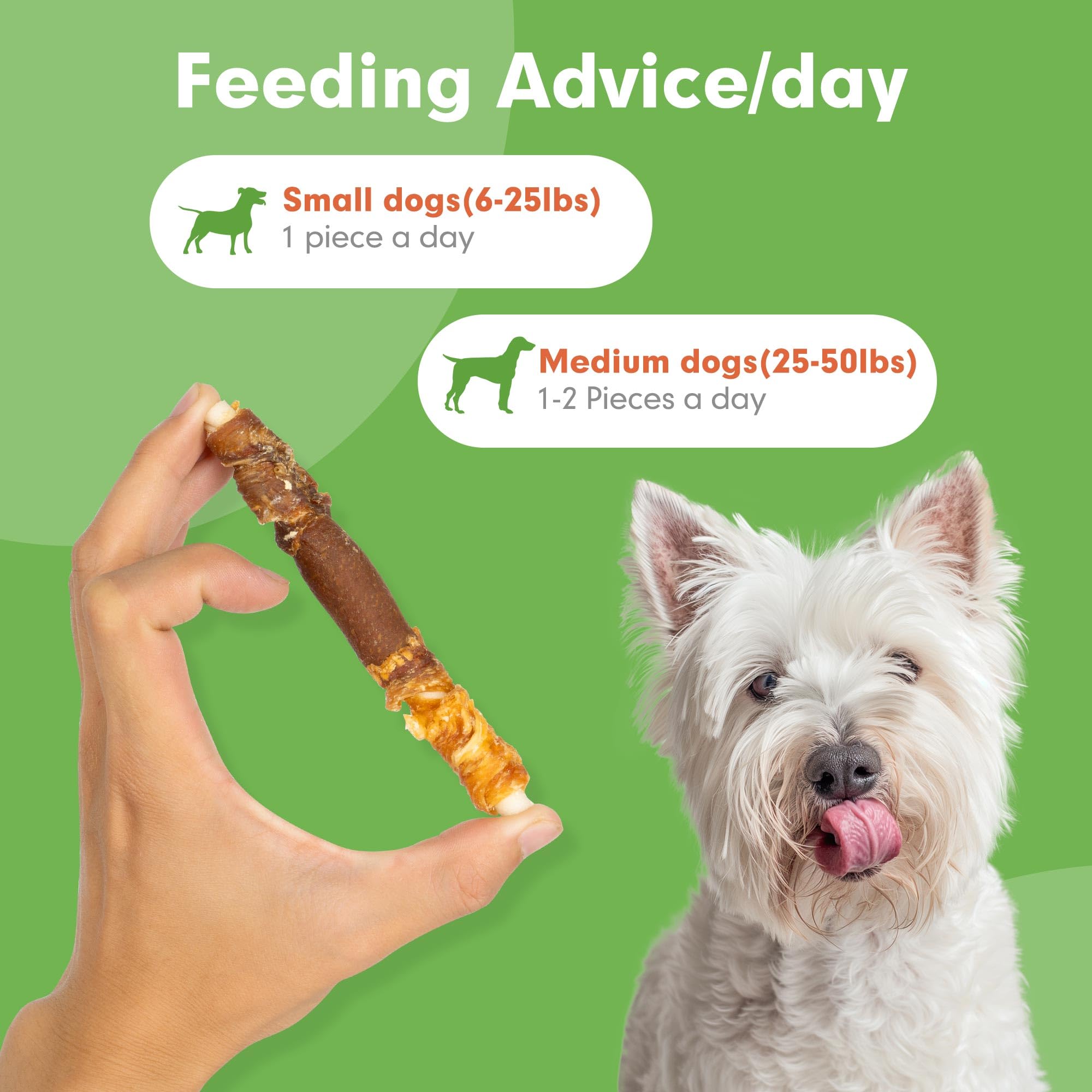 MON2SUN Dog Treats, Triple Flavor 5 Inch Chicken Liver Duck and Chicken Wrapped Rawhide Snacks for Small and Medium Dogs, 10.58
