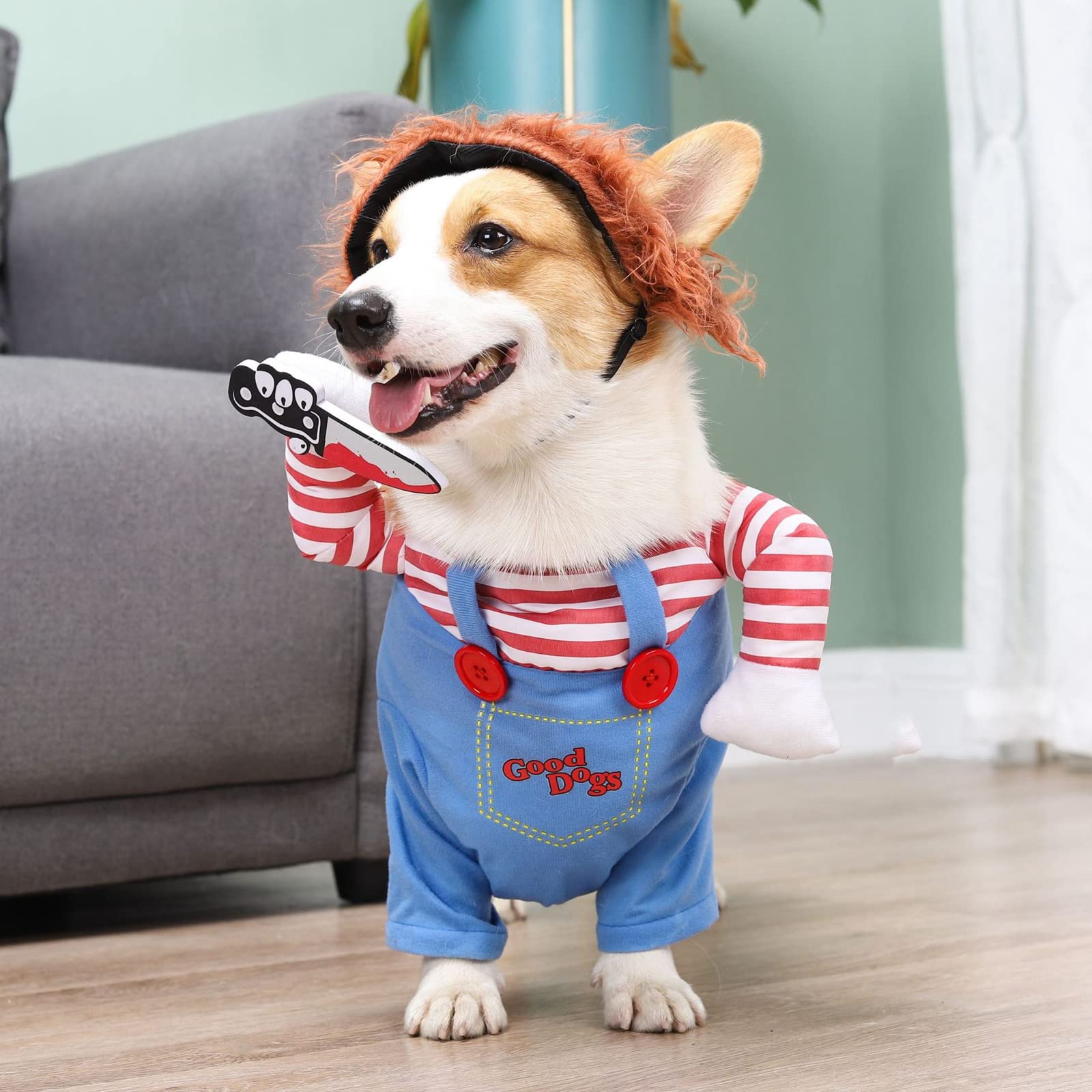 ISMARTEN Pet Deadly Dog Costume - Funny Halloween Costume for Small, Medium & Large Dogs, X-Large, Cotton