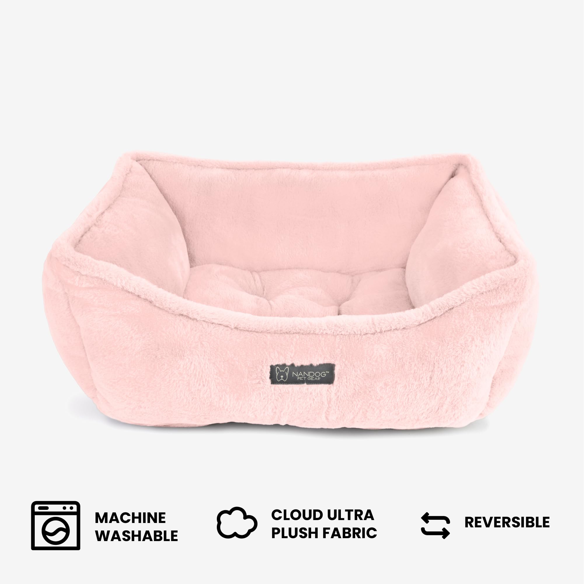 Nandog Super Cloud Reversible Bed In Ivory 25'' - Ultra Soft Micro Plush Fabric - Modern Design - Washable For Cats & Small/Medi