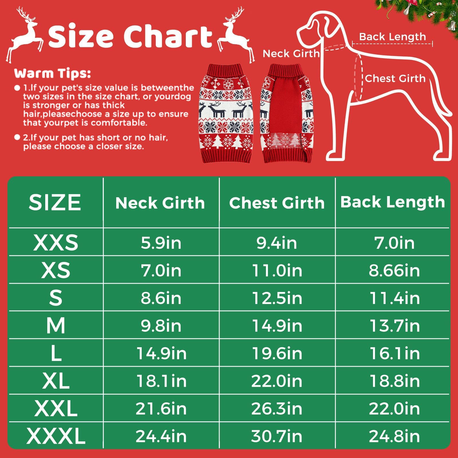 Christmas Dog Sweaters For Small Large Dogs Girl, Soft Warm Pup Dogs Shirt, Turtleneck Dog Sweaters For Medium Large Dogs, Double Knitting Collar For Outdoors Playing, Warm Dog Cat Clothes Xxs
